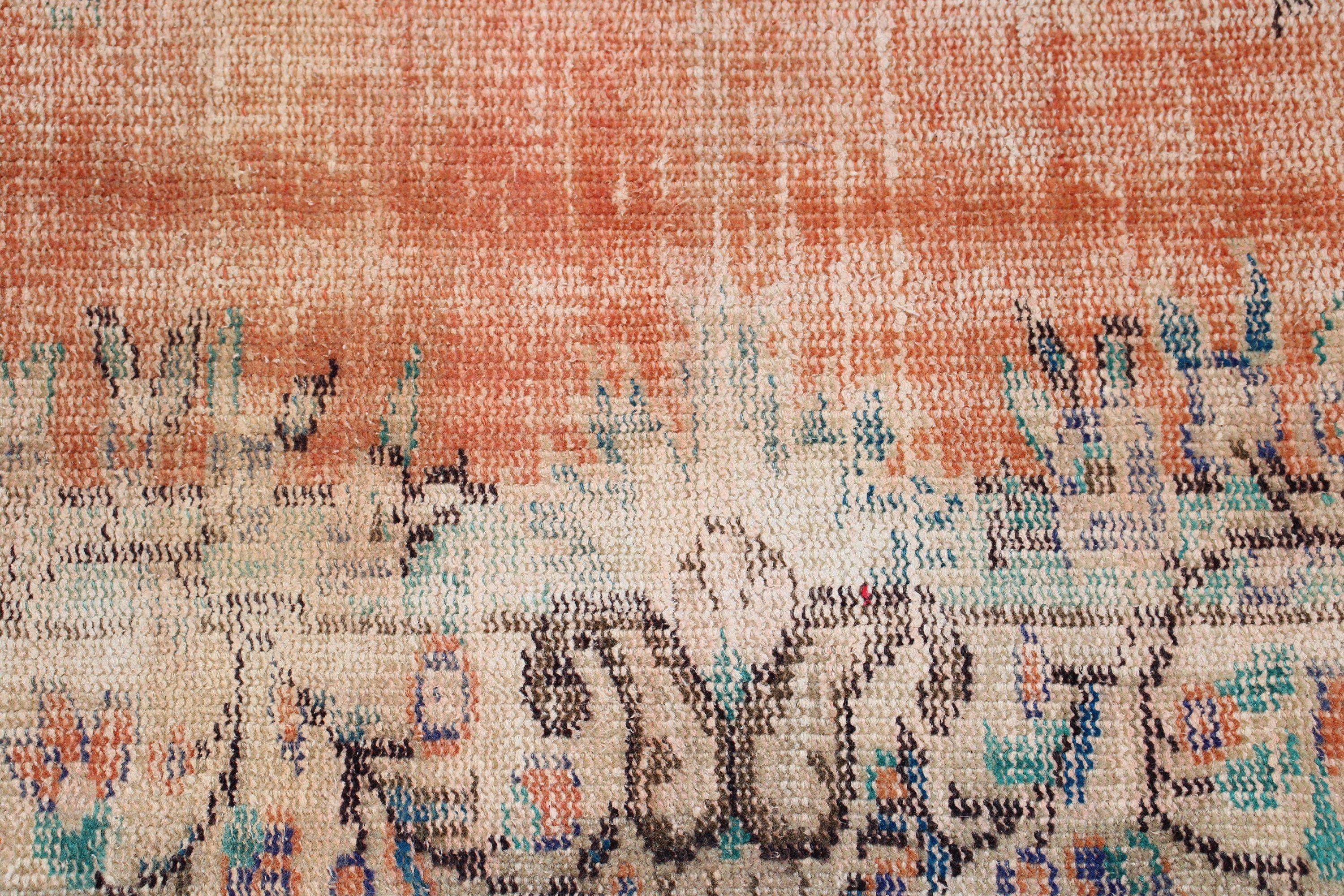 Statement Rugs, 1.5x5.2 ft Runner Rug, Orange Boho Rug, Hallway Rugs, Aztec Rug, Vintage Runner Rug, Kitchen Rugs, Turkish Rug, Vintage Rug