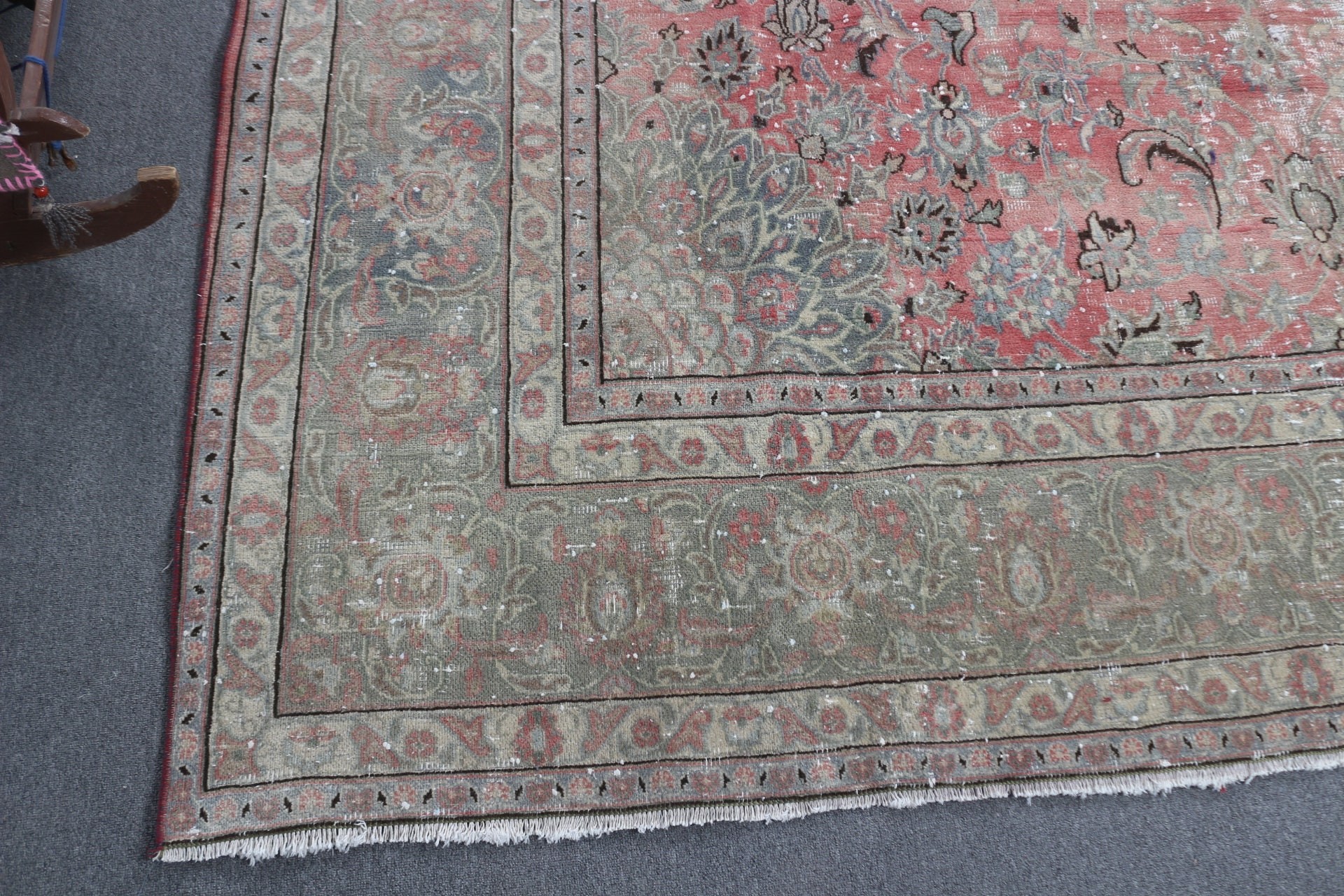 Antique Rug, Turkish Rug, Vintage Rug, Saloon Rug, Living Room Rug, Green Moroccan Rug, Bedroom Rug, Turkey Rugs, 9.1x12.6 ft Oversize Rug