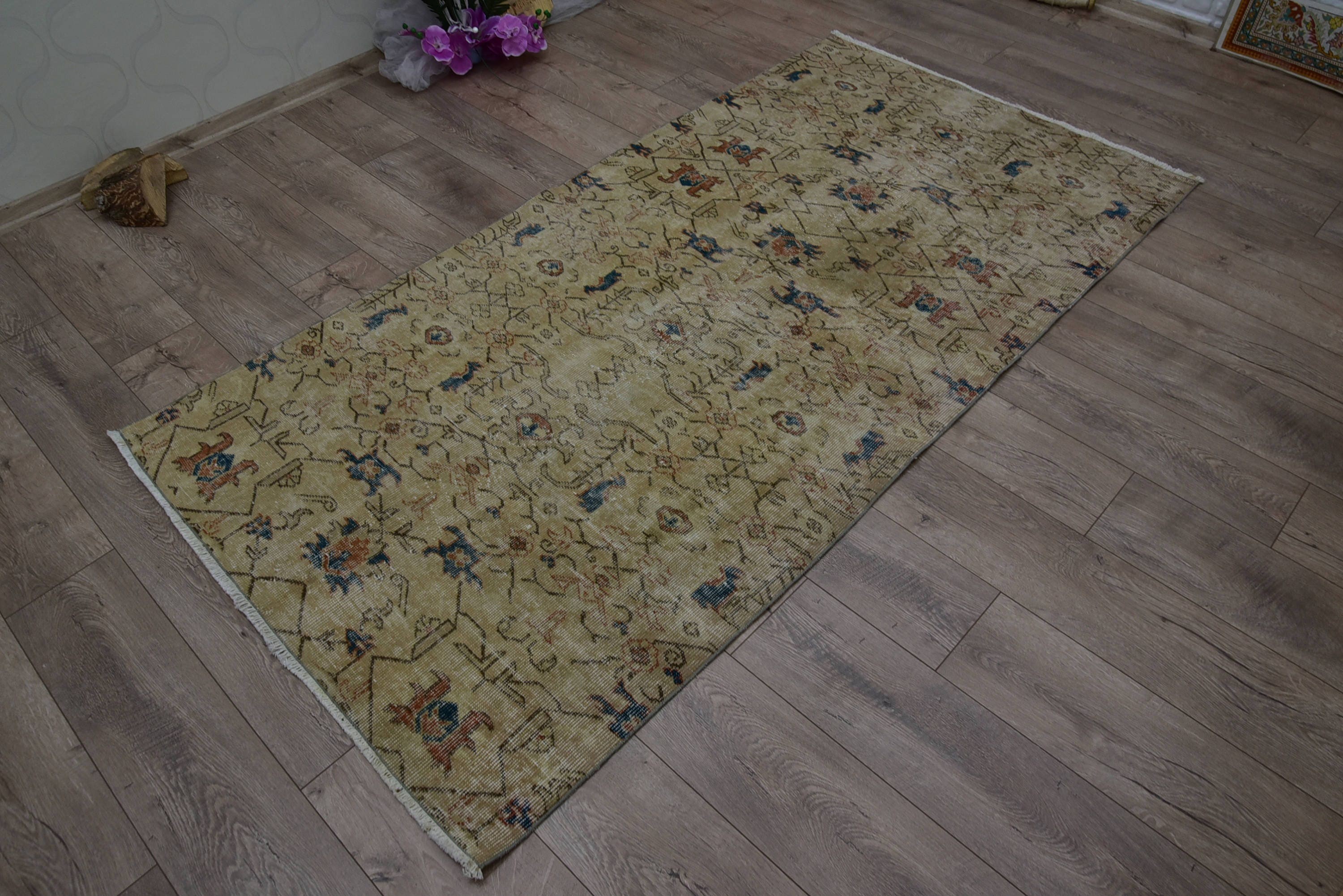 Living Room Rug, 3.7x7.2 ft Area Rug, Decorative Rug, Oriental Rug, Turkish Rug, Rugs for Bedroom, Nursery Rugs, Kitchen Rugs, Vintage Rug