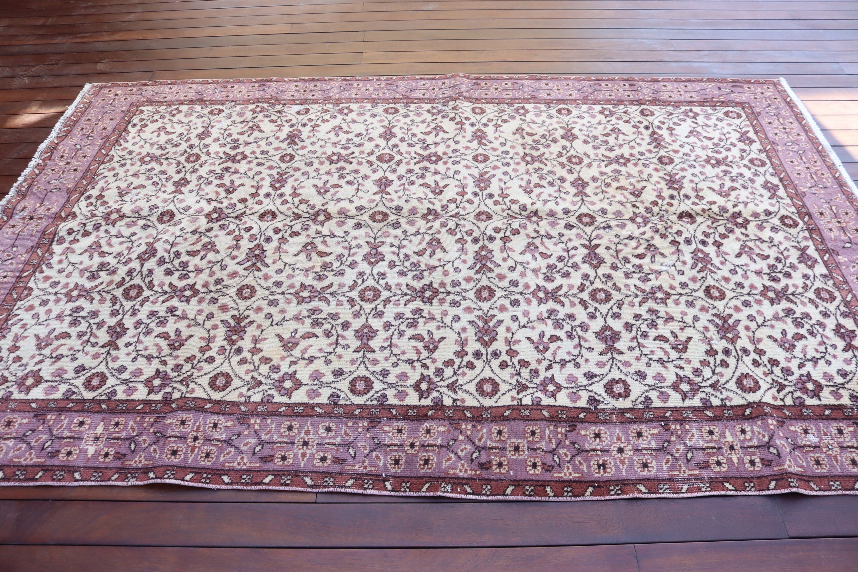 Vintage Rug, Floor Rug, Oushak Rug, Large Boho Rug, Turkish Rug, Rugs for Salon, Salon Rugs, Beige  5.4x8.4 ft Large Rugs