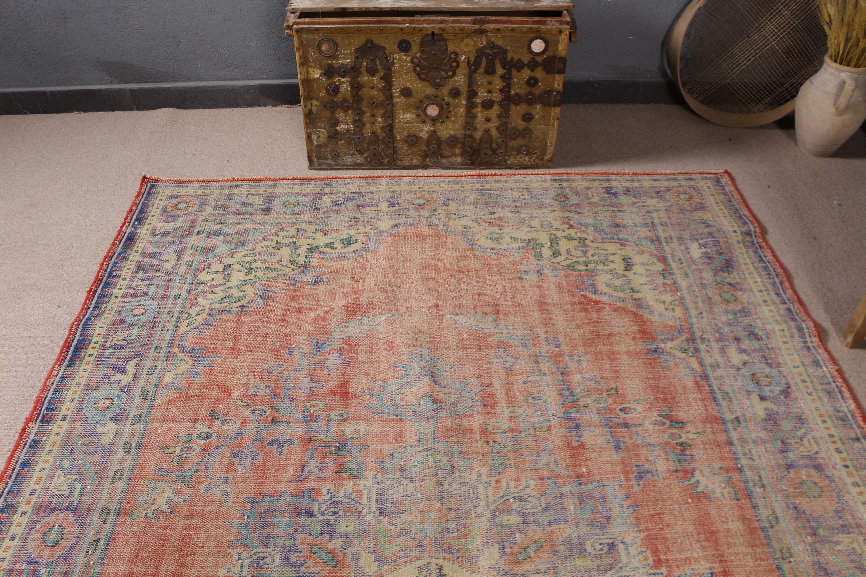 Red Oriental Rug, 6.3x9.5 ft Large Rugs, Modern Rug, Bedroom Rugs, Dining Room Rug, Vintage Rugs, Tribal Rug, Turkish Rugs, Anatolian Rug