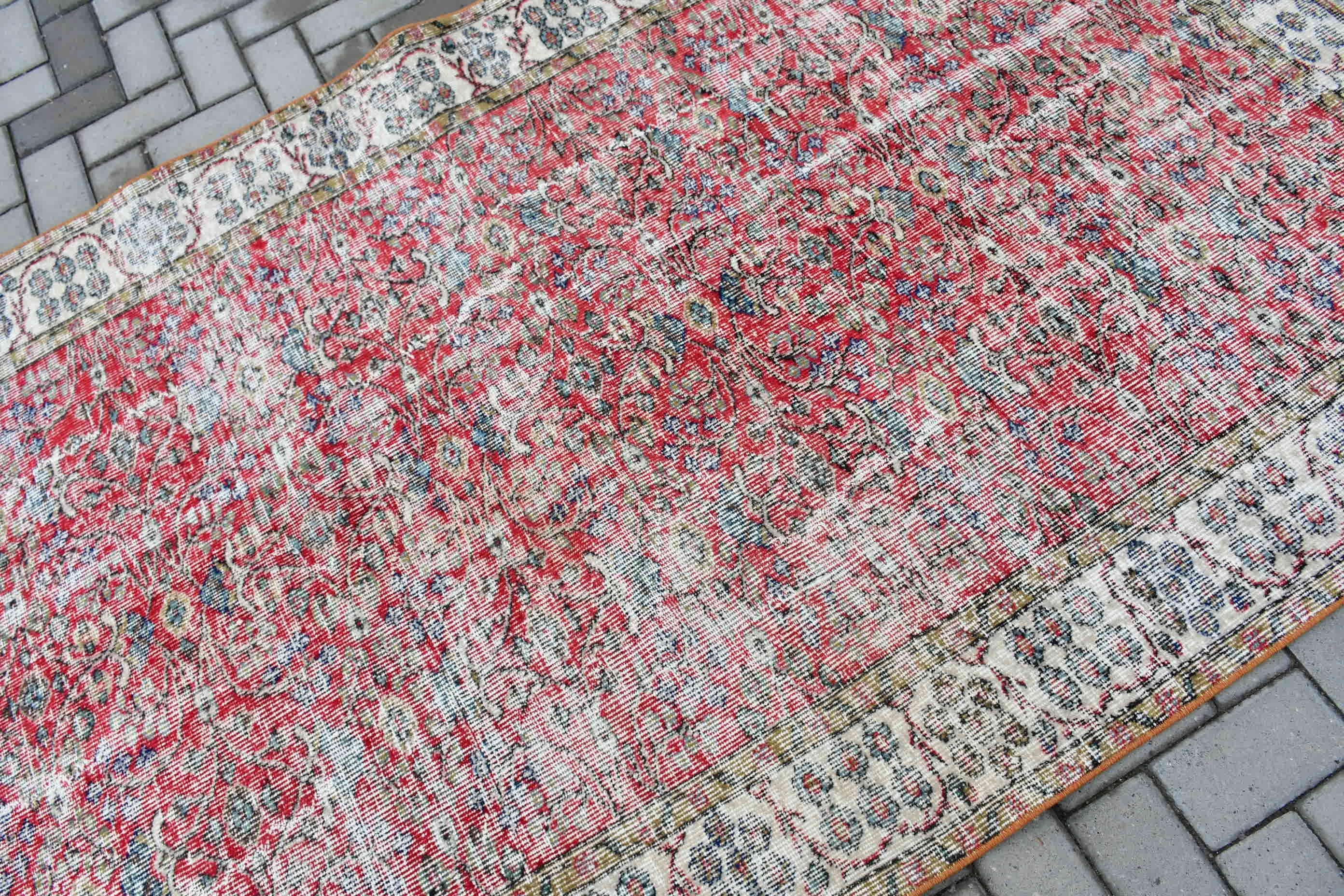 Rugs for Area, Red  4.7x7.6 ft Area Rug, Turkish Rug, Vintage Rug, Wool Rug, Bedroom Rug, Kitchen Rugs, Indoor Rug, Custom Rug