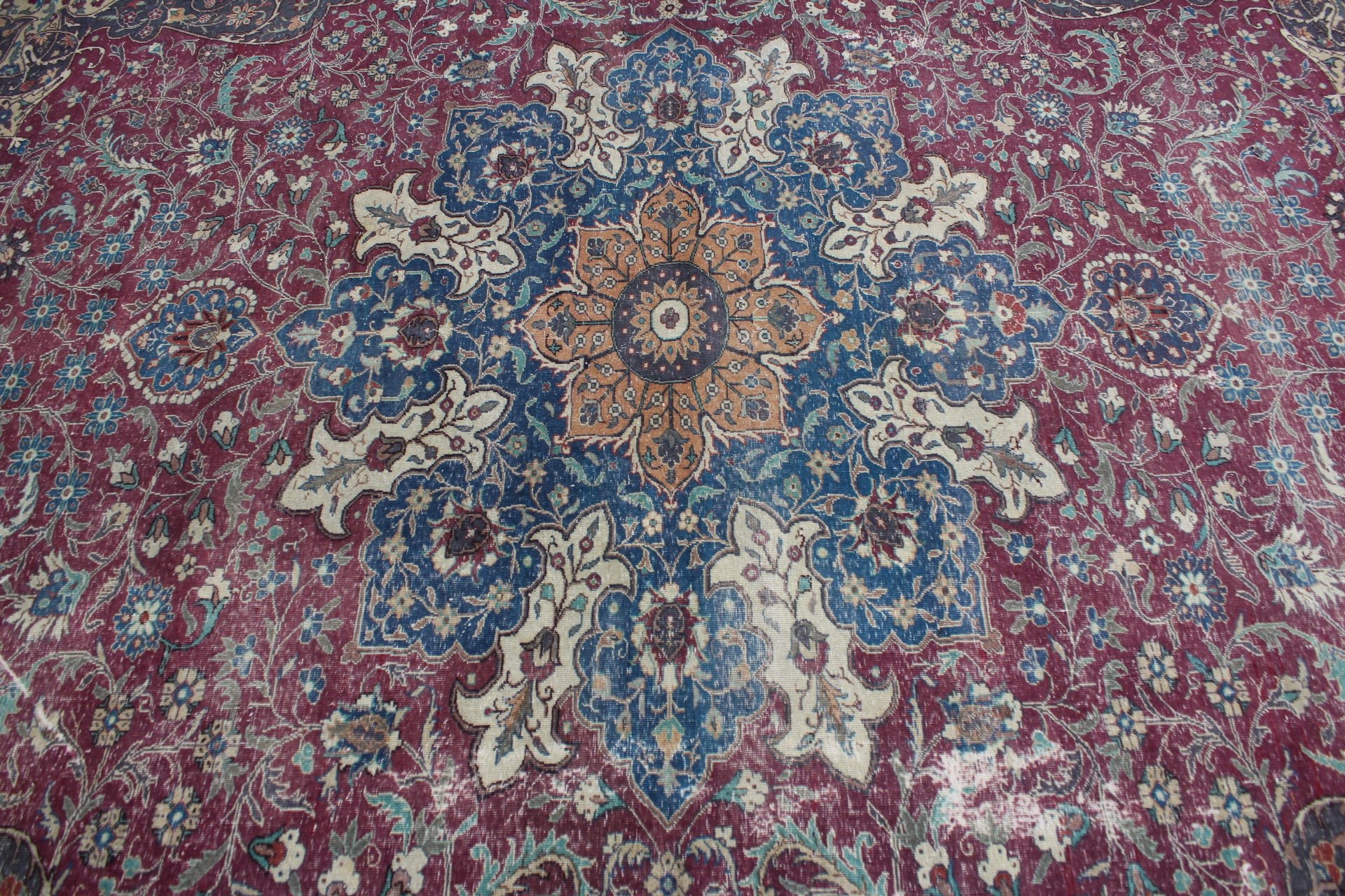 Salon Halısı, 8.1x9.5 ft Büyük Boy Halı, Vintage Halı, Oushak Halı, Retro Halılar, Mor Havalı Halılar, Ev Dekor Halısı, Türk Halıları, Oturma Odası Halısı