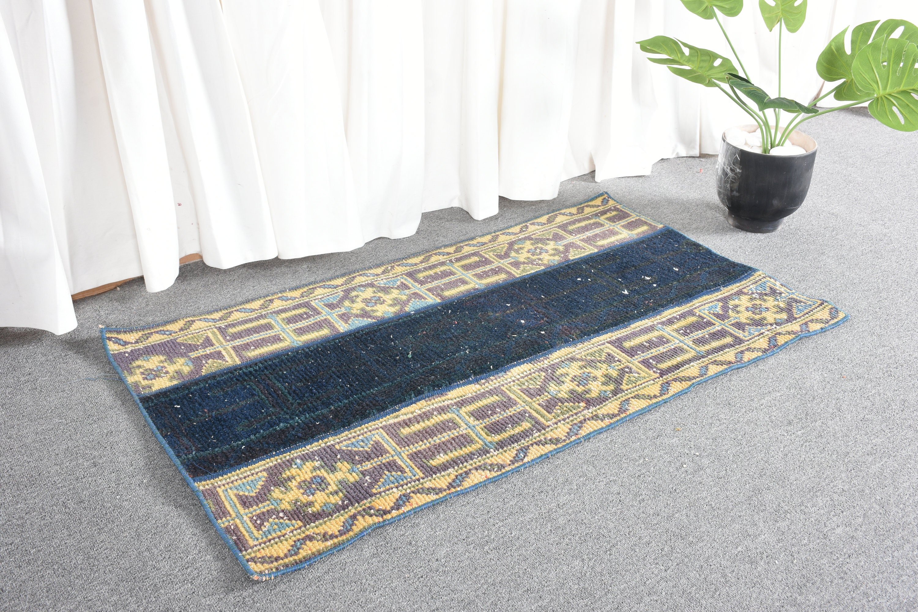 Vintage Rugs, Blue Oriental Rug, 1.9x3.4 ft Small Rug, Nursery Rug, Home Decor Rug, Rugs for Bath, Kitchen Rug, Turkish Rug