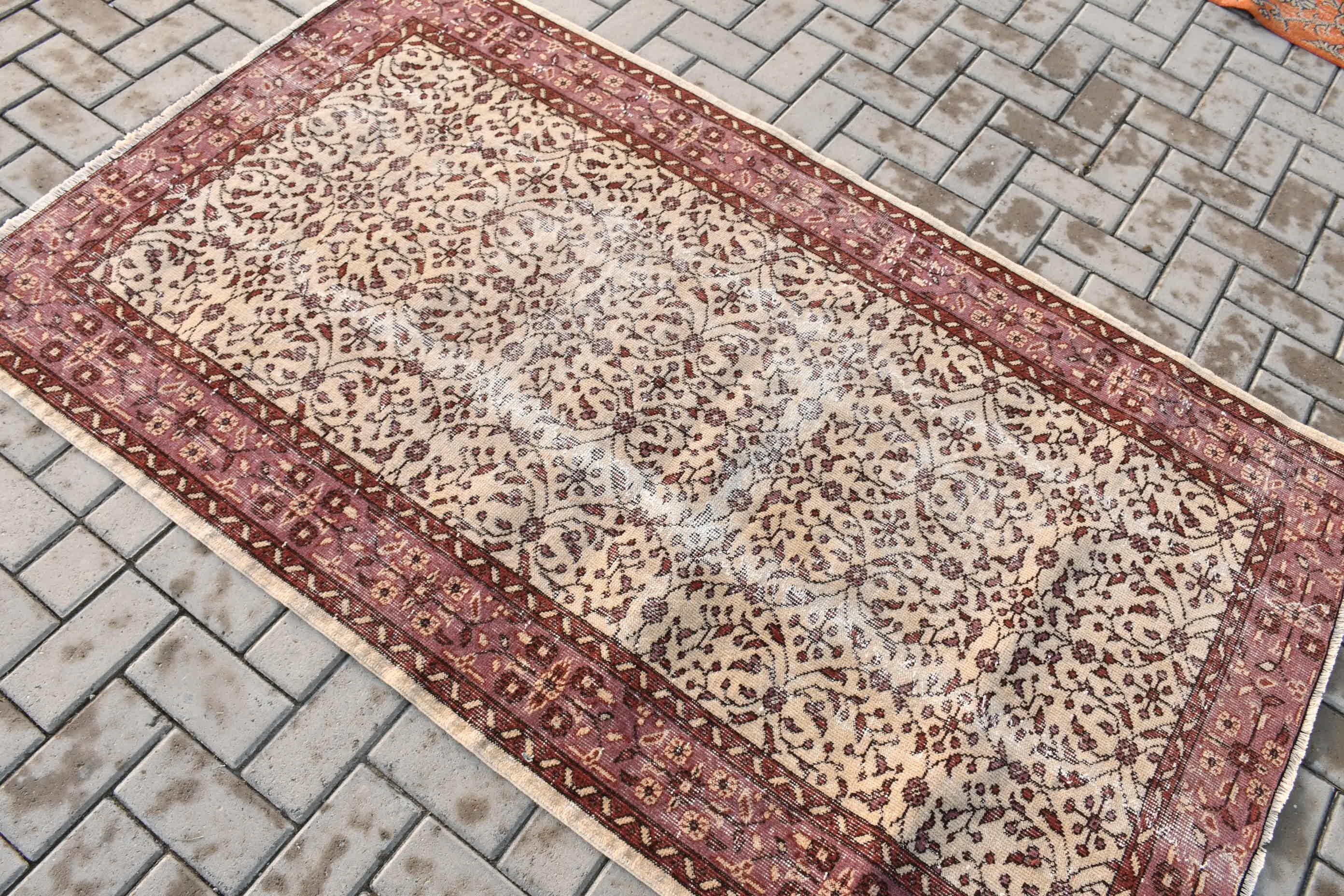 Vintage Rugs, Kitchen Rug, 3.8x6.4 ft Area Rug, Aesthetic Rug, Bedroom Rugs, Floor Rug, Moroccan Rugs, Turkish Rug, Beige Home Decor Rug