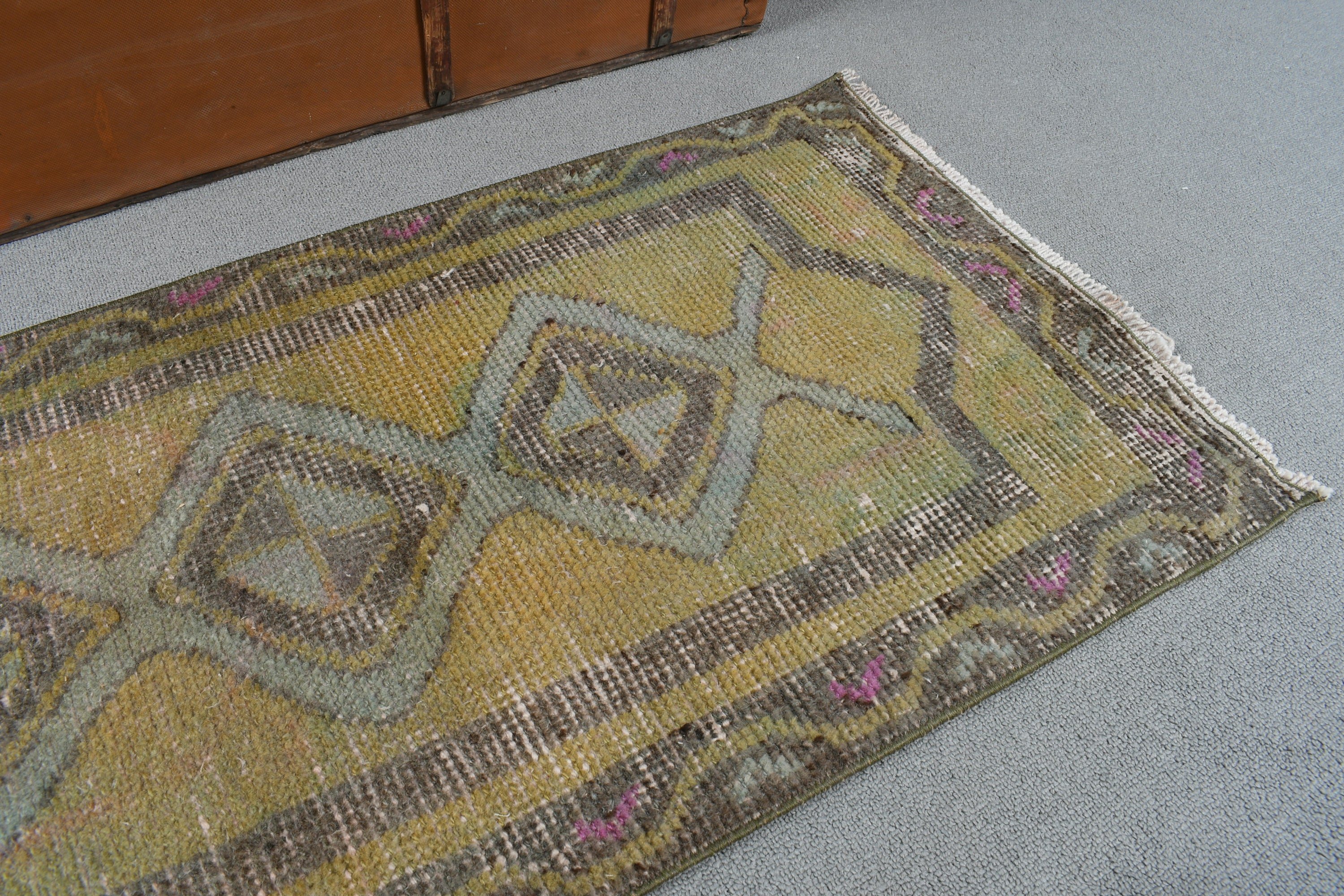 Yeşil Düz Dokuma Halılar, Boho Halılar, Aztek Halıları, 1.6x3.5 ft Küçük Halı, Giriş Halıları, Vintage Halı, El Dokuma Halı, Duvara Asılı Halılar, Türk Halıları