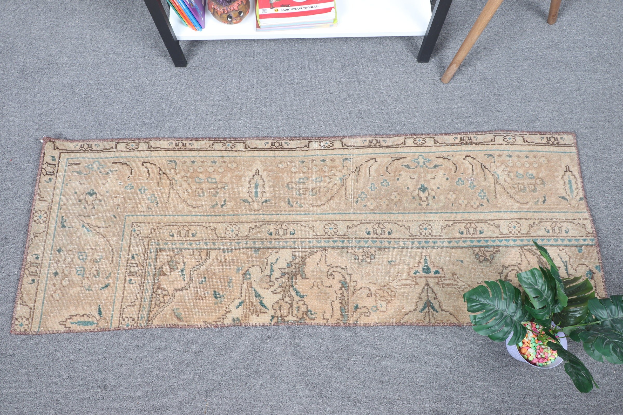 Home Decor Rug, Beige Home Decor Rug, Entry Rugs, Kitchen Rug, 1.6x4.7 ft Small Rugs, Anatolian Rugs, Bright Rug, Vintage Rugs, Turkish Rug