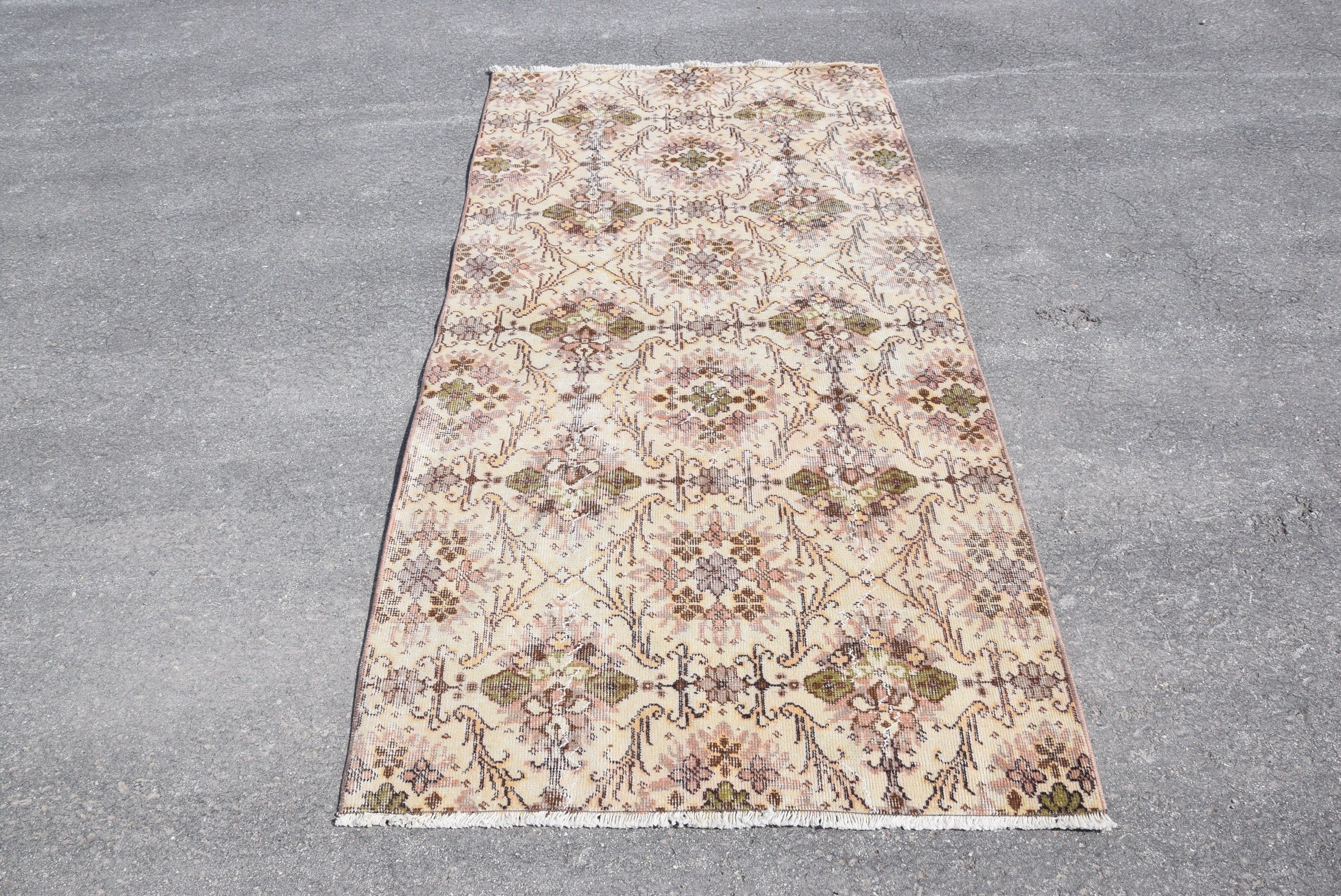 Outdoor Rugs, Vintage Rug, Yellow Kitchen Rug, Floor Rug, Entry Rugs, 3.4x6.6 ft Accent Rug, Oushak Rugs, Turkish Rugs, Rugs for Kitchen