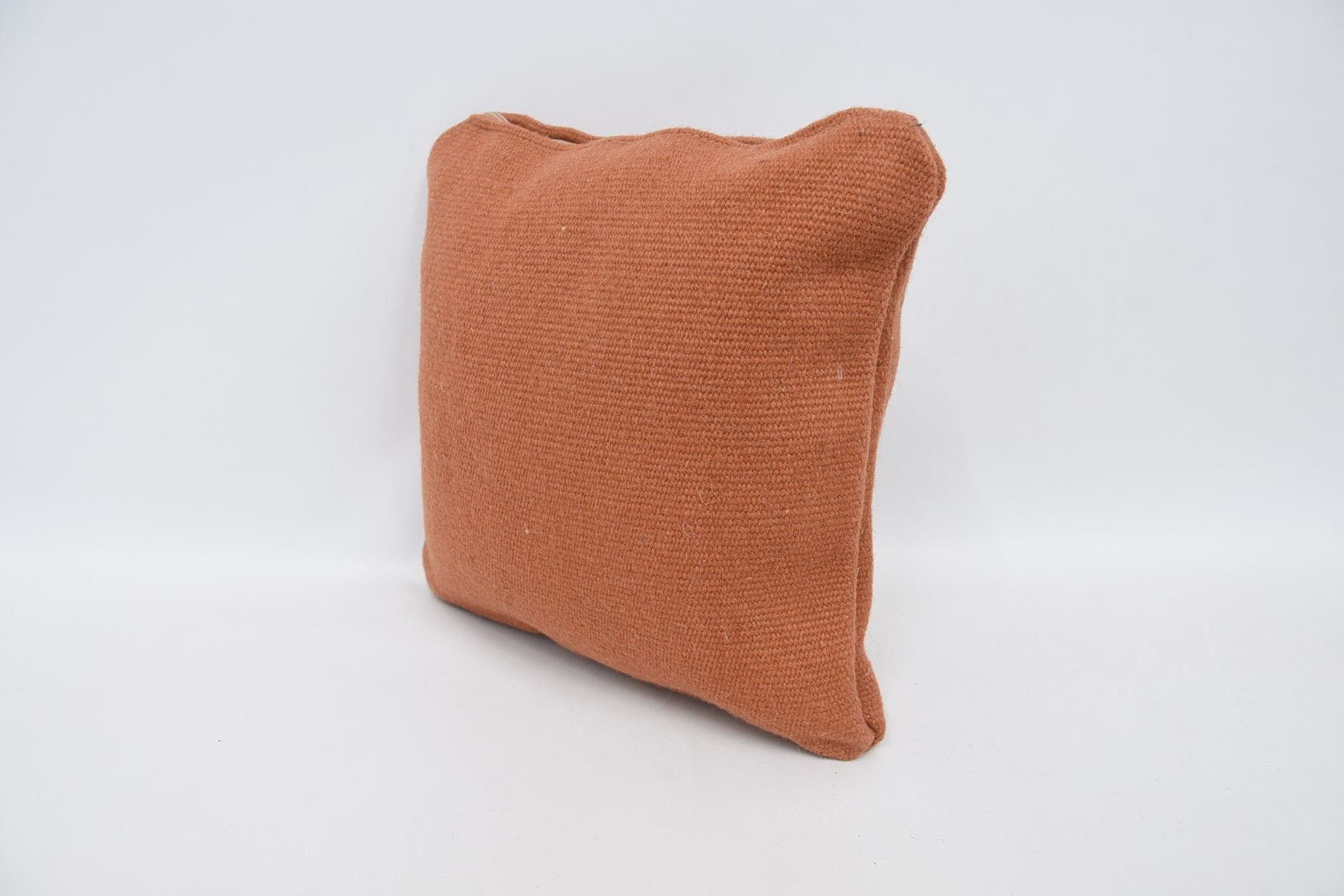 Throw Kilim Pillow, Patio Pillow Cover, 12"x12" Orange Cushion, Vintage Kilim Throw Pillow, Kilim Pillow Cover, Retro Cushion Case