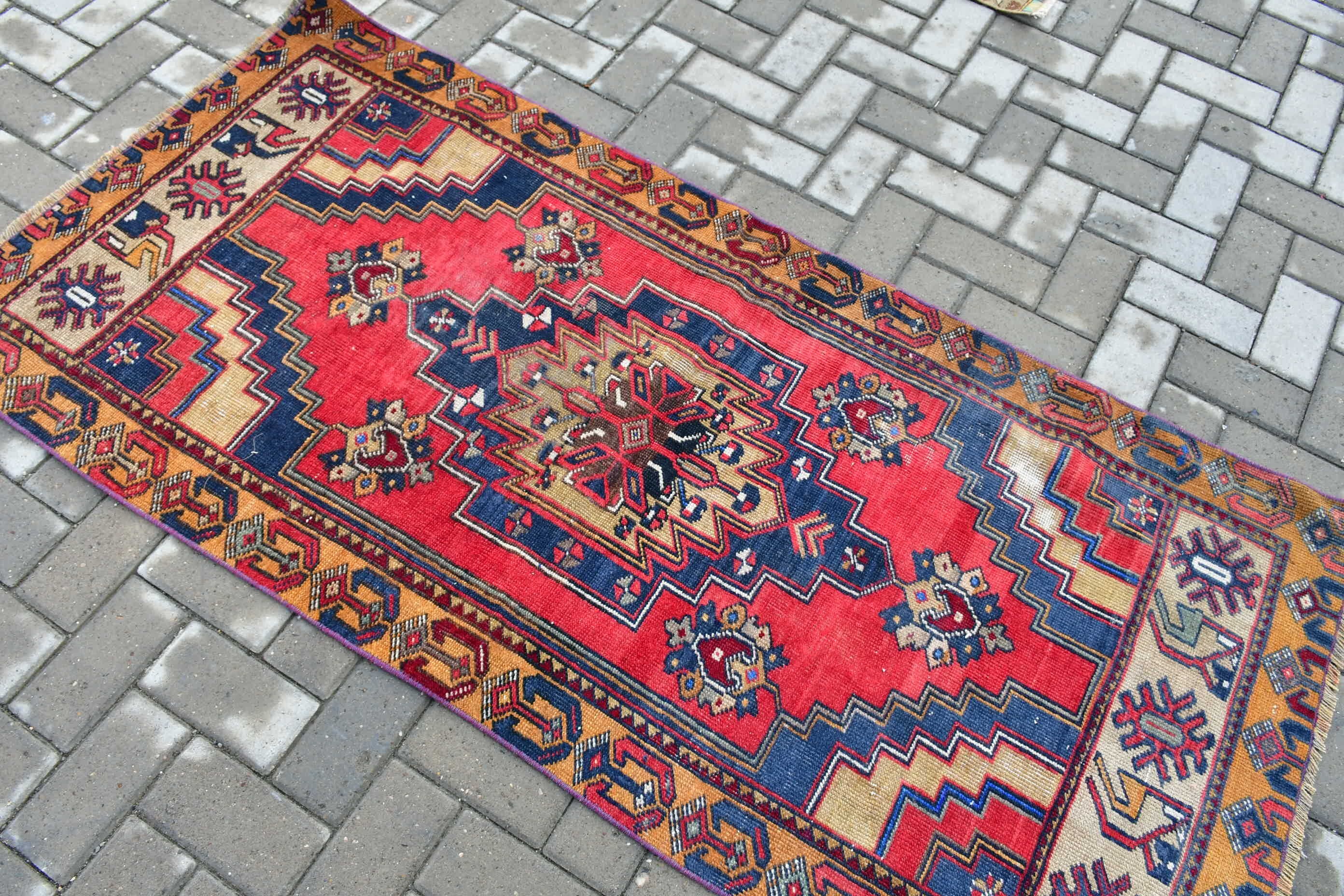 Kitchen Rugs, Nursery Rug, Wool Rug, Red Oushak Rug, Turkish Rug, Rugs for Entry, 2.9x6.1 ft Accent Rugs, Vintage Rug