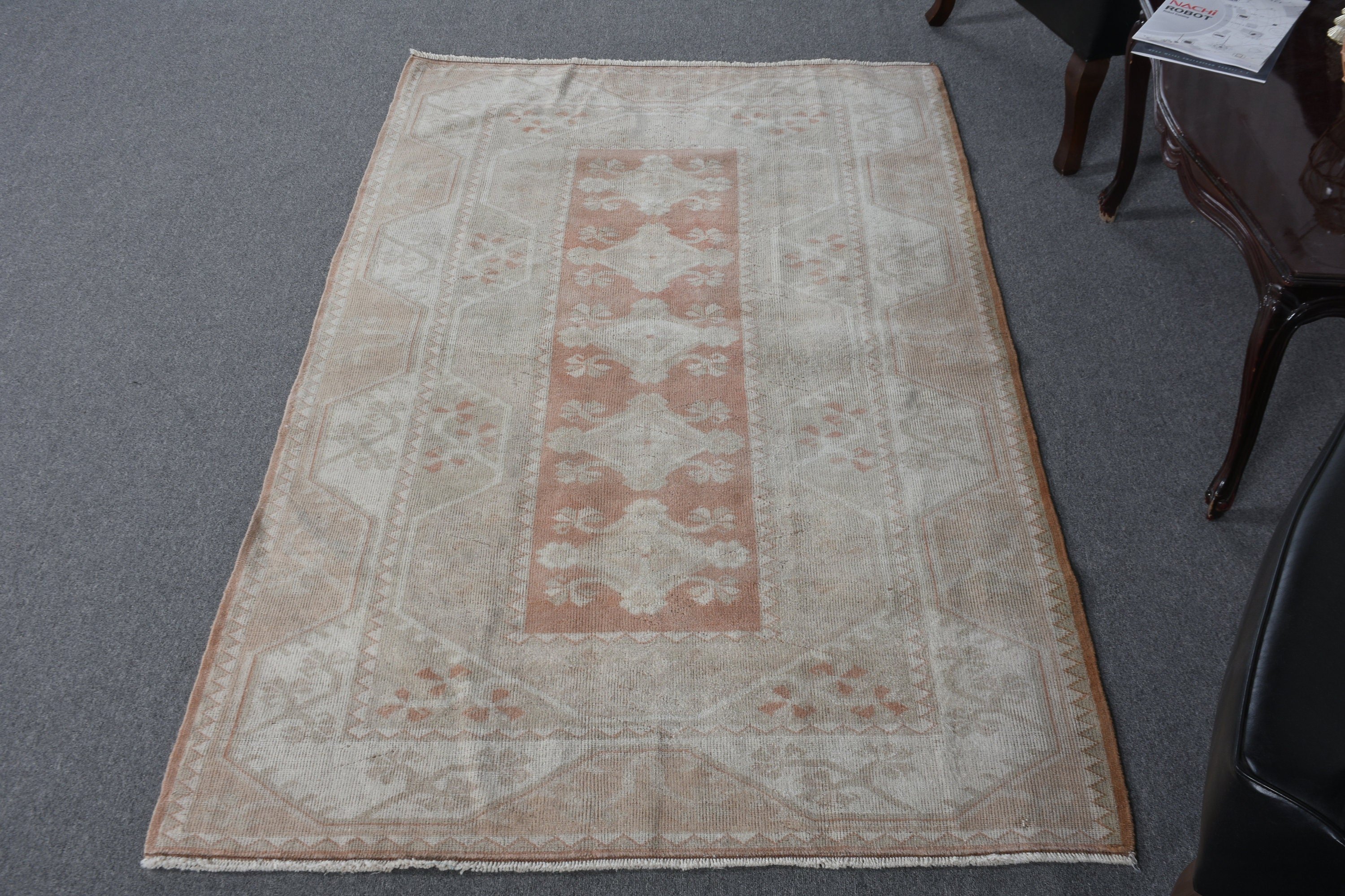 Rugs for Dining Room, Brown Cool Rug, Floor Rug, 4x6.8 ft Area Rugs, Indoor Rugs, Moroccan Rugs, Turkish Rug, Vintage Rugs, Antique Rug