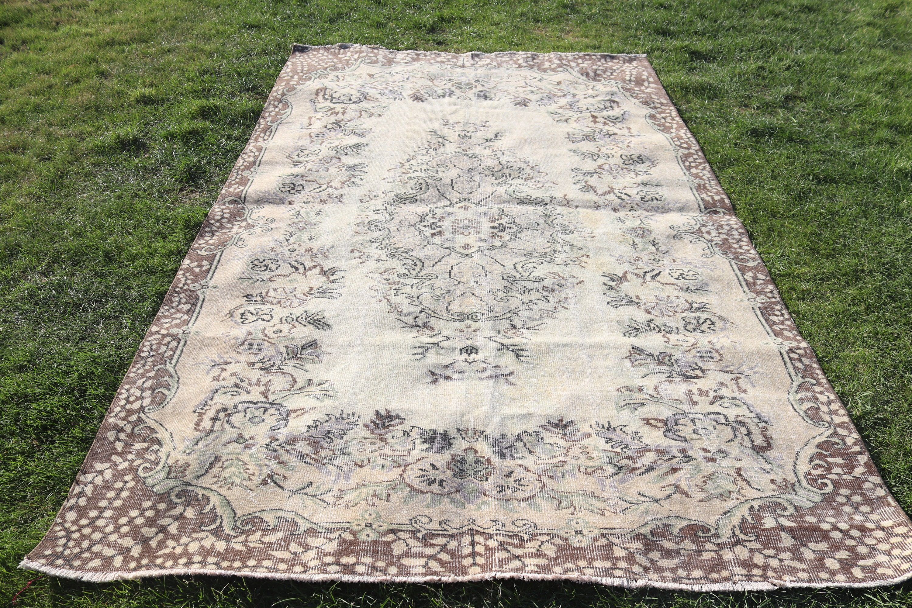 Yer Halısı, Yatak Odası Halısı, Vintage Halılar, Bej Antika Halı, Büyük Vintage Halı, Estetik Halı, Lüks Halı, 5.7x9.2 ft Büyük Halı, Türk Halıları