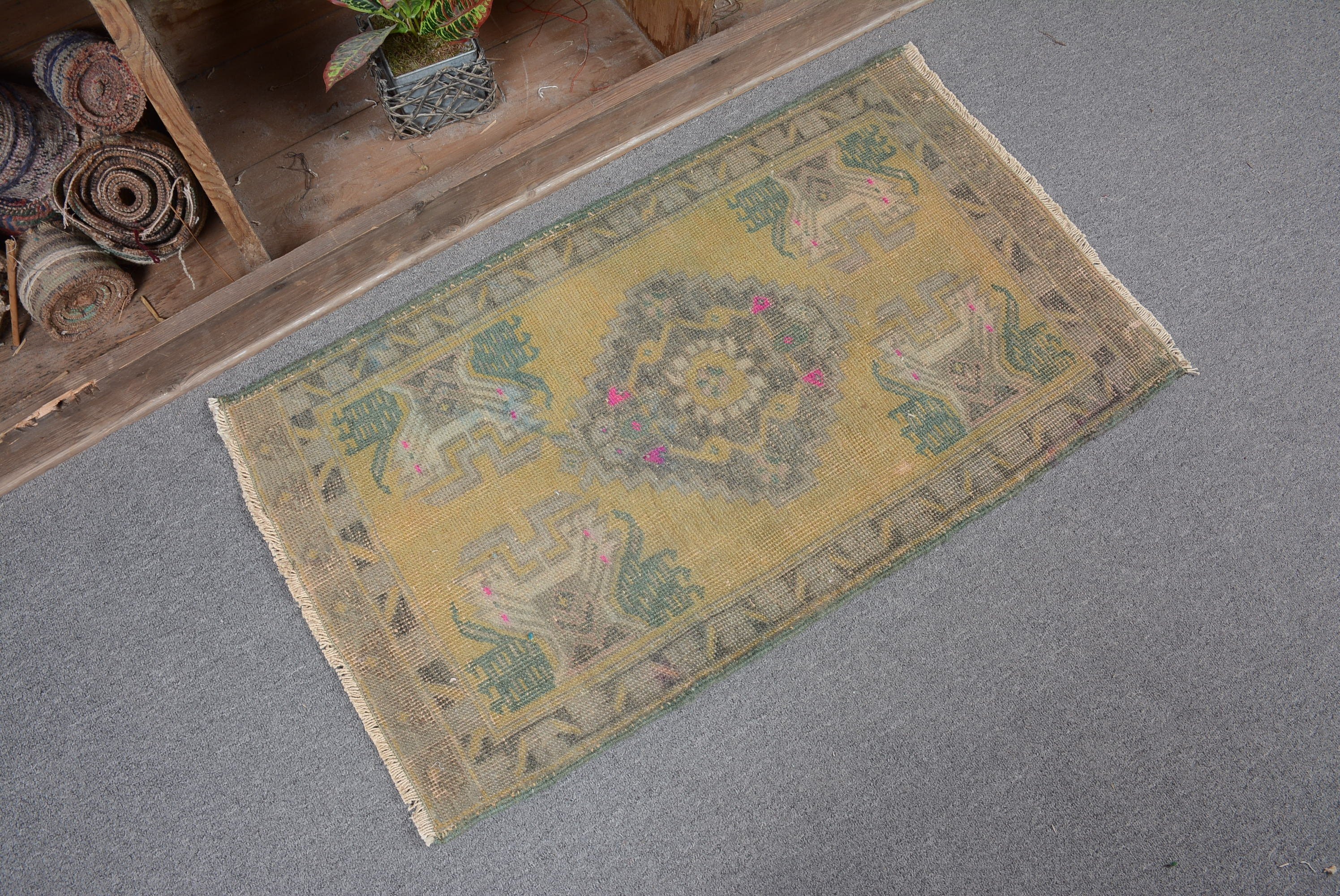 Cool Rug, Art Rug, Rugs for Nursery, 1.8x3.1 ft Small Rug, Green Floor Rug, Oriental Rug, Turkish Rug, Bath Rug, Vintage Rugs, Door Mat Rug