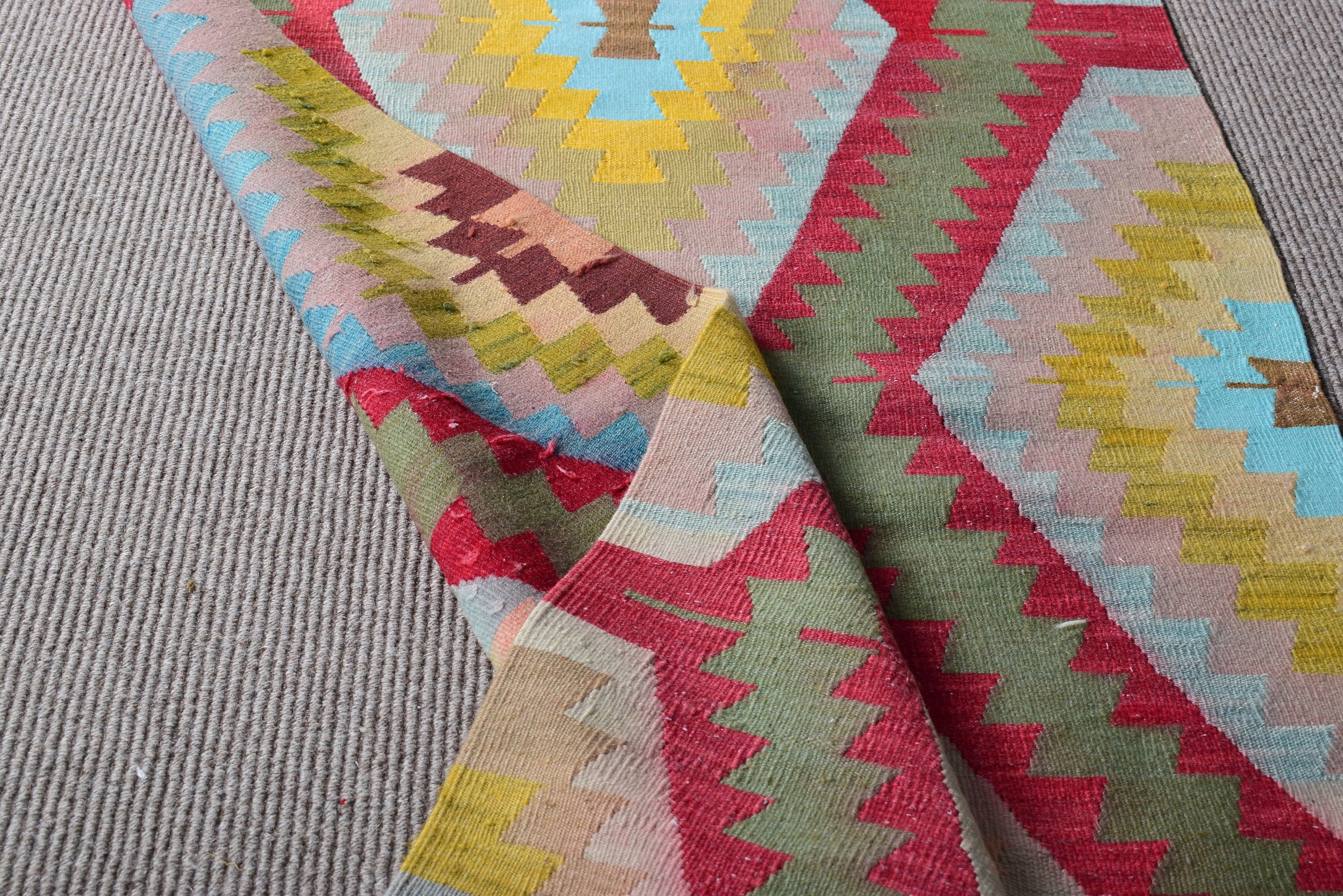 Turkish Rugs, Boho Rugs, Oushak Rugs, Boho Accent Rugs, Vintage Rugs, Yellow Boho Rug, 3.1x6.1 ft Accent Rug, Aztec Rug, Kilim, Luxury Rug