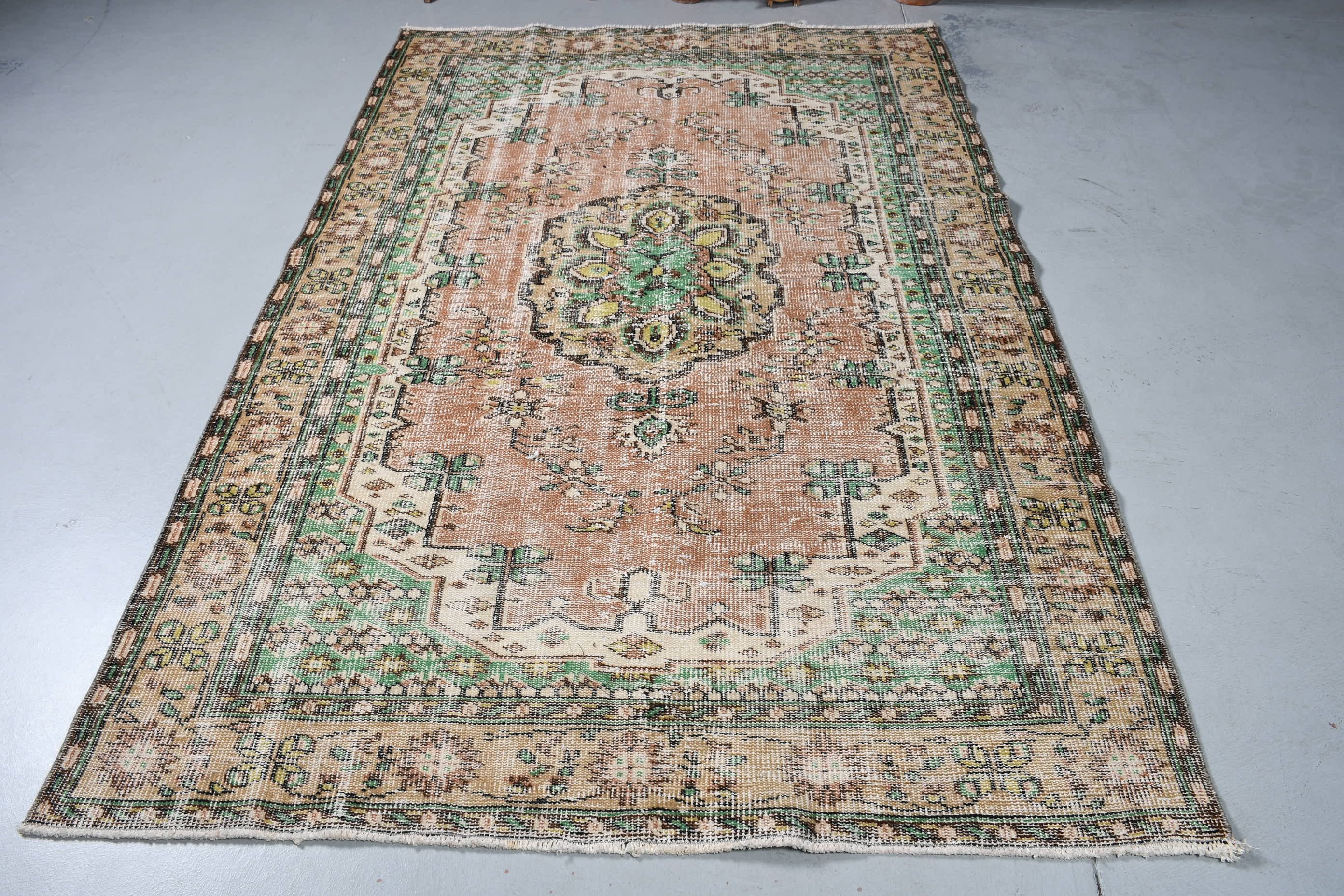 Brown Wool Rugs, Turkish Rug, Rugs for Area, Bedroom Rug, 5.1x7.8 ft Area Rug, Oriental Rugs, Indoor Rug, Vintage Rug