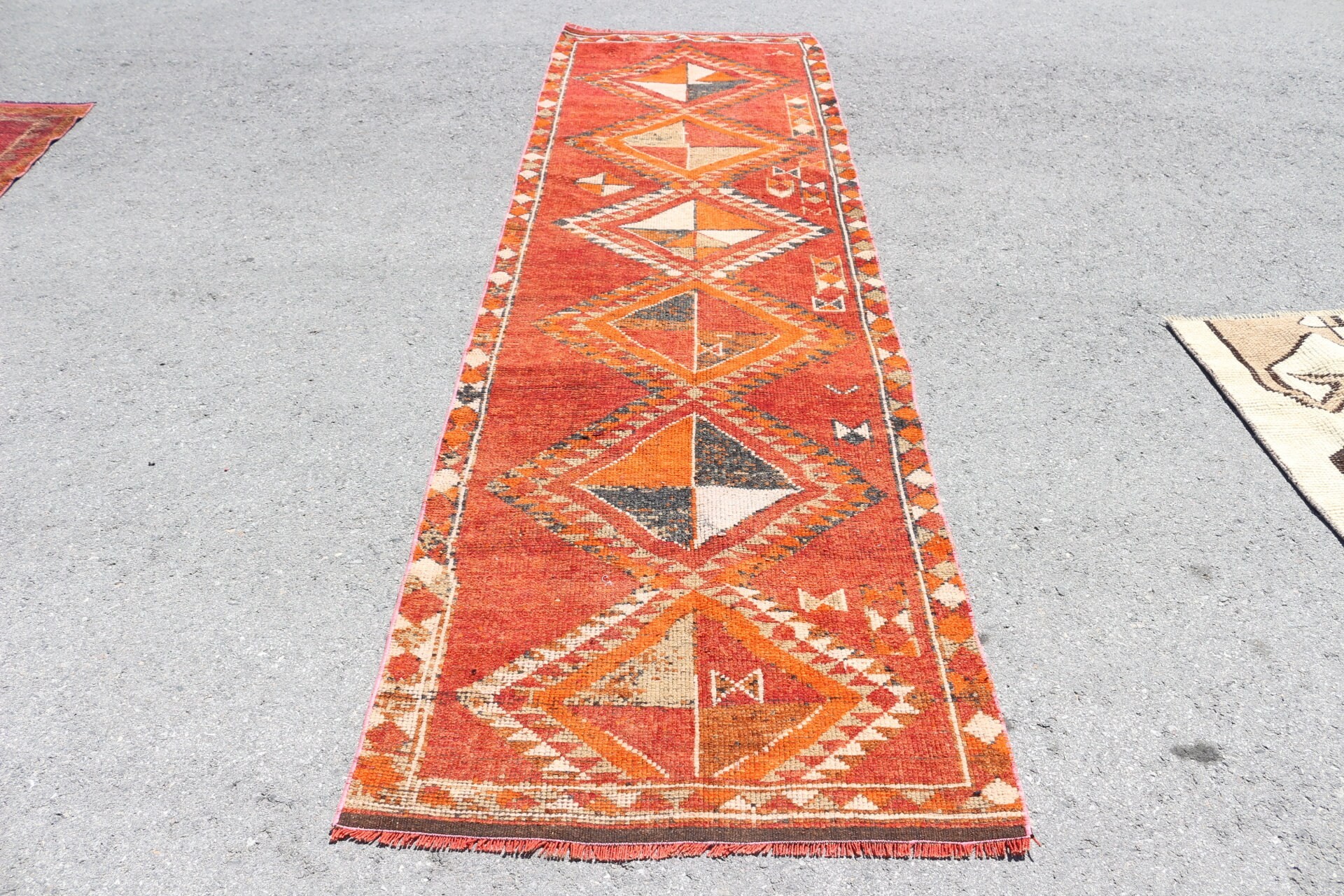 Turkish Rug, Antique Rug, Kitchen Rug, Hallway Rug, Wool Rugs, Cute Rug, Orange Home Decor Rug, Vintage Rugs, 3.1x10.5 ft Runner Rugs