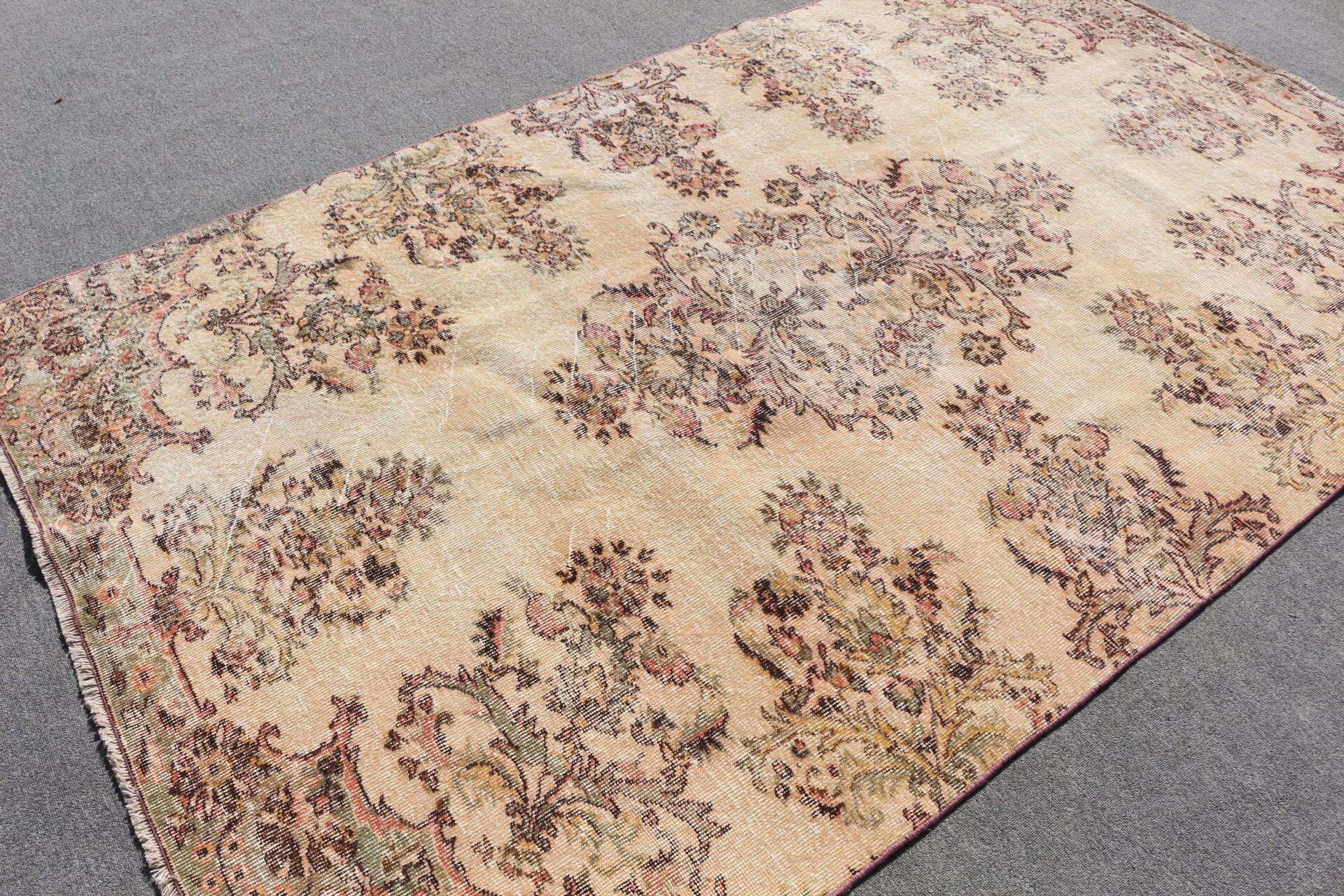 Turkish Rugs, 5.4x8.9 ft Large Rug, Beige Kitchen Rug, Living Room Rug, Cool Rugs, Rugs for Salon, Bedroom Rug, Vintage Rug