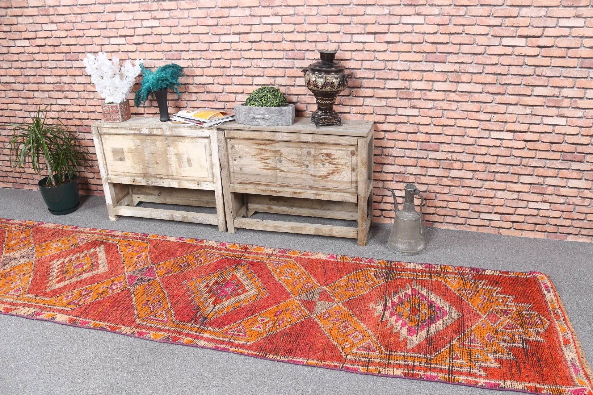 Turkish Rug, 2.7x11.8 ft Runner Rug, Bedroom Rug, Stair Rug, Red Antique Rug, Kitchen Rug, Rugs for Corridor, Vintage Rug, Cool Rugs