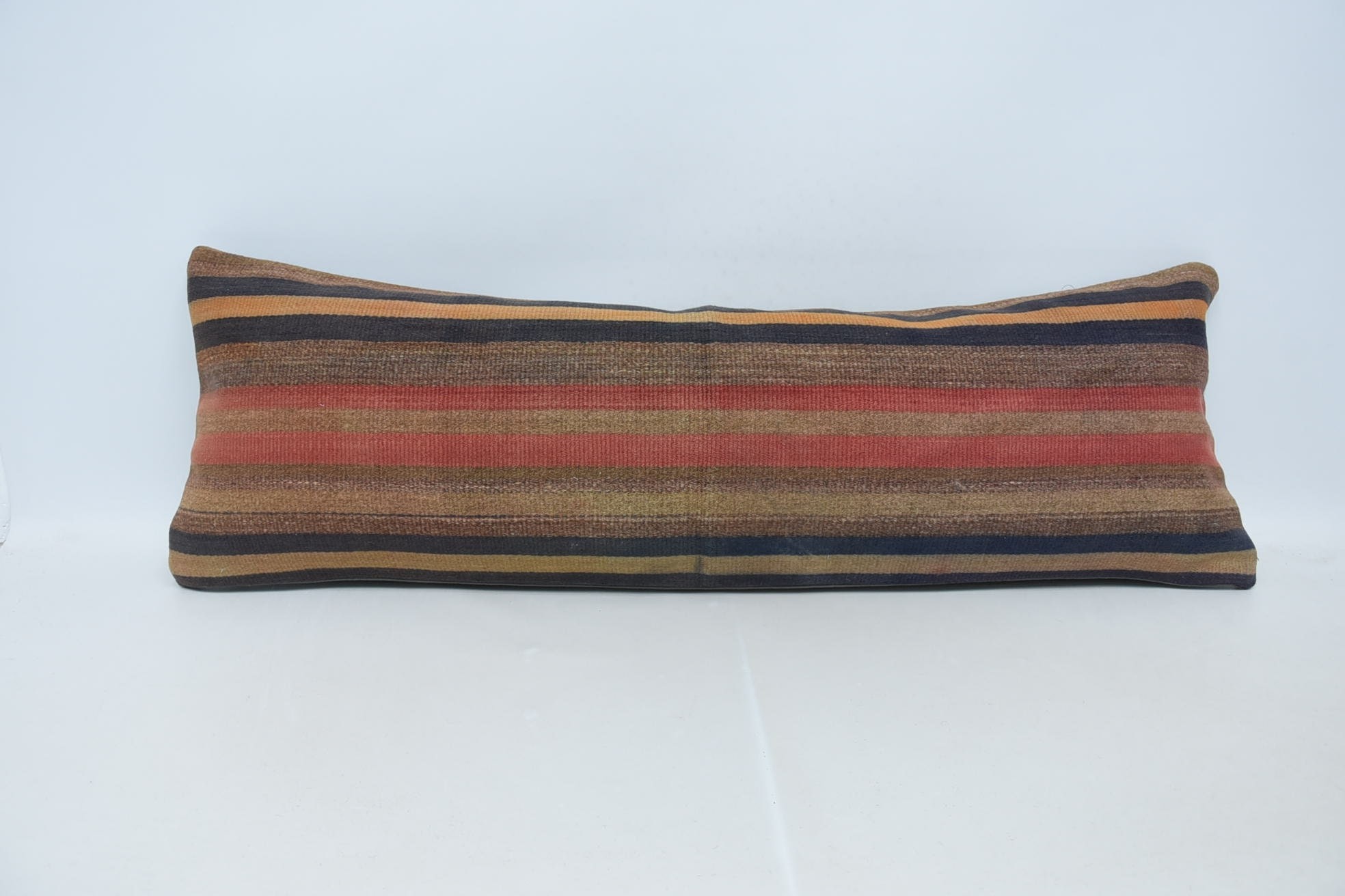 Bench Pillow Case, 16"x48" Red Pillow, Handmade Kilim Cushion, Boho Pillow Sham Cover, Vintage Kilim Pillow, Yoga Cushion Case