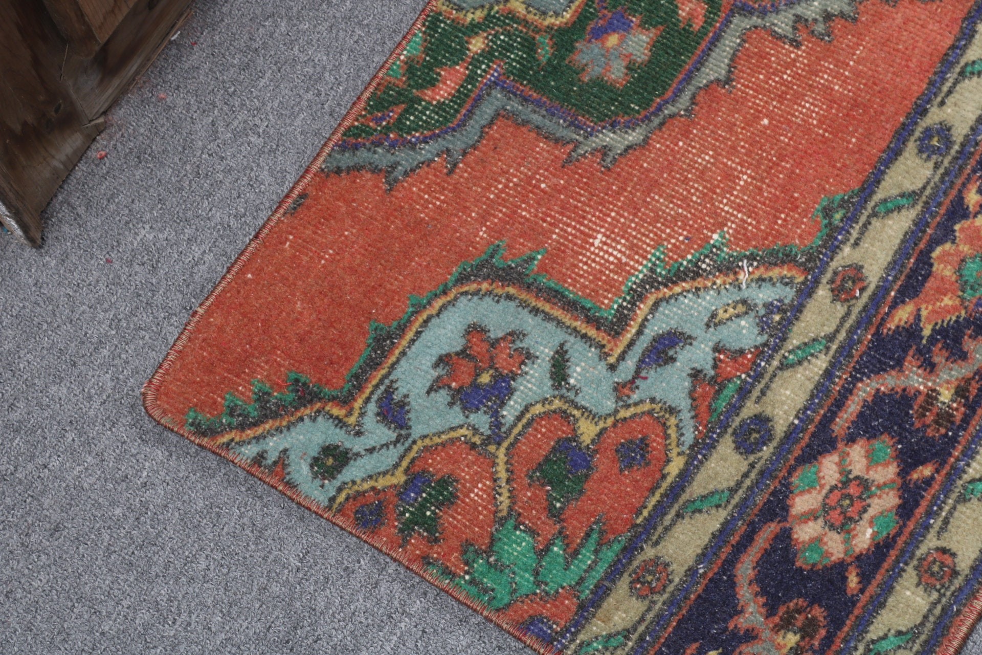 Banyo Halıları, Giriş Halısı, 1,5x3 ft Küçük Halı, Vintage Halı, Türk Halısı, Ev Dekor Halıları, Duvara Asma Halılar, Yer Halıları, Yeşil Yün Halı