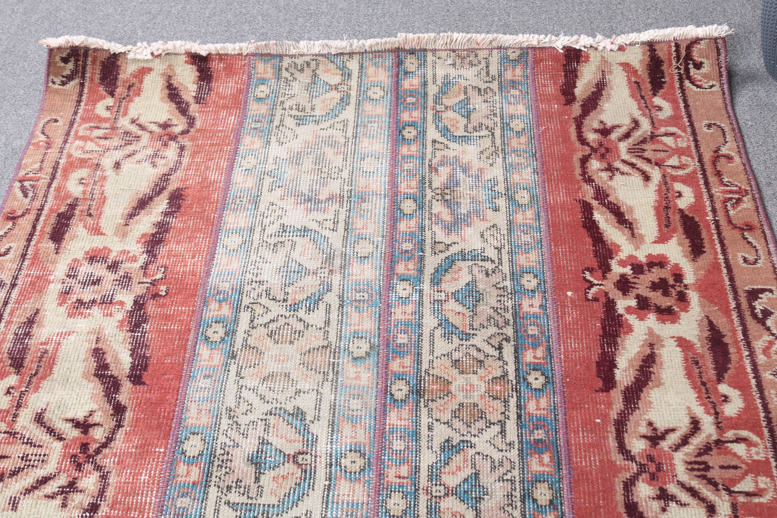 Kırmızı Yatak Odası Halıları, Ev Dekorasyonu Halıları, Vintage Halı, Duvara Asılı Halı, Giriş Halısı, Türk Halıları, 3.1x3.7 ft Küçük Halı, Boho Halısı, Oryantal Halılar