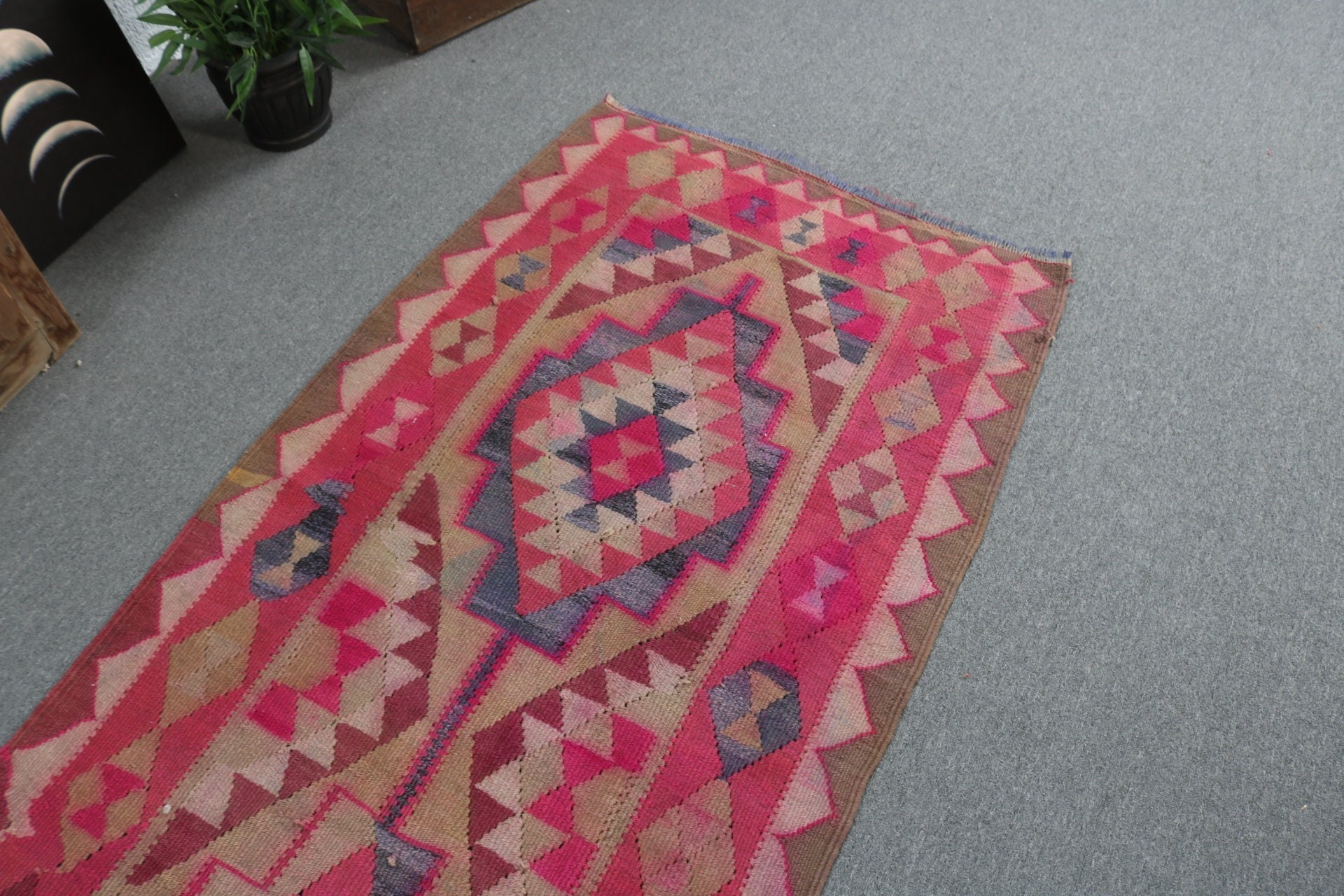 Luxury Rugs, Turkish Rug, Vintage Rug, Neutral Rug, Pink Neutral Rugs, Aztec Rug, Stair Rugs, Vintage Runner Rug, 3x8.1 ft Runner Rugs