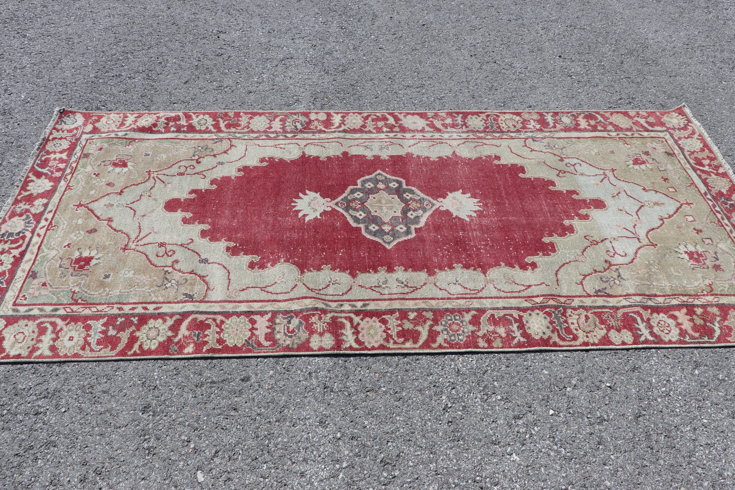 Türk Halıları, Oushak Halısı, Retro Halılar, Vintage Halılar, Kırmızı Antika Halı, 3,6x7,9 ft Alan Halıları, Yemek Odası Halıları, İç Mekan Halıları, Antika Halılar