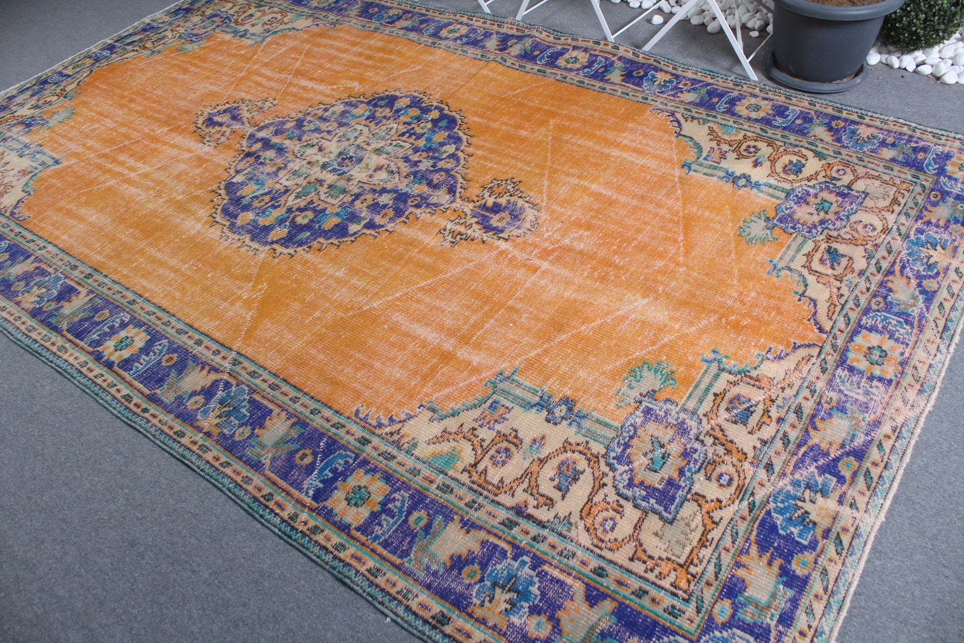 Cool Rug, Pale Rug, Living Room Rug, 6.6x10.5 ft Large Rugs, Salon Rugs, Antique Rug, Orange Home Decor Rugs, Turkish Rugs, Vintage Rugs