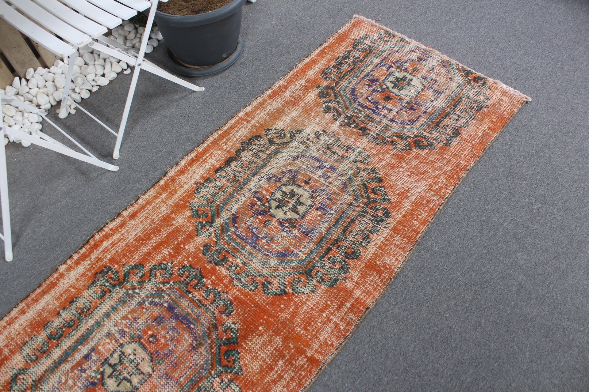 Orange Bedroom Rug, Stair Rug, 2.6x8.8 ft Runner Rug, Turkish Rug, Office Rugs, Anatolian Rug, Moroccan Rug, Kitchen Rugs, Vintage Rug