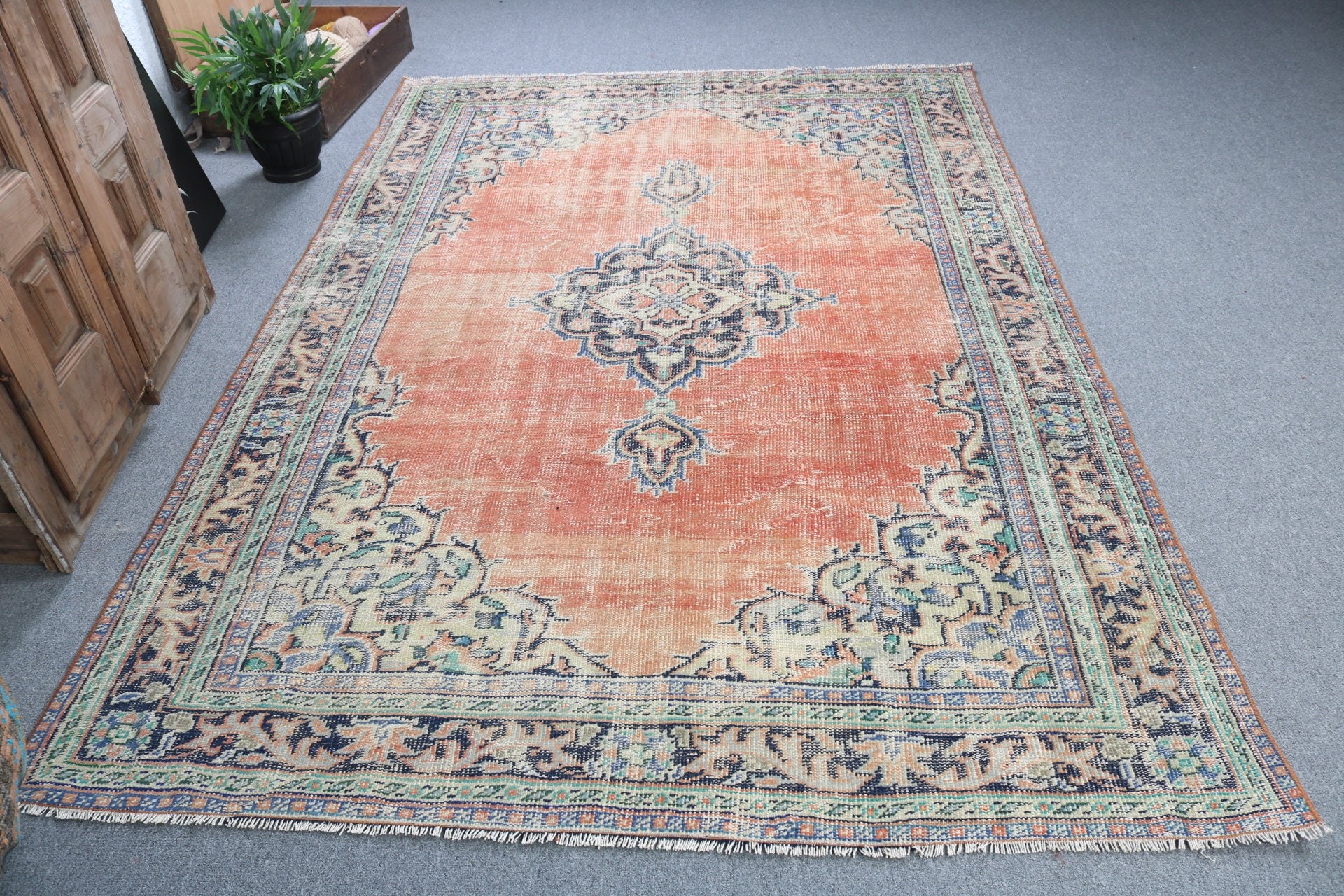 Kitchen Rug, Bohemian Rugs, Living Room Rugs, Vintage Rug, Bedroom Rug, Antique Rug, Red Neutral Rug, 5.9x8.5 ft Large Rugs, Turkish Rugs