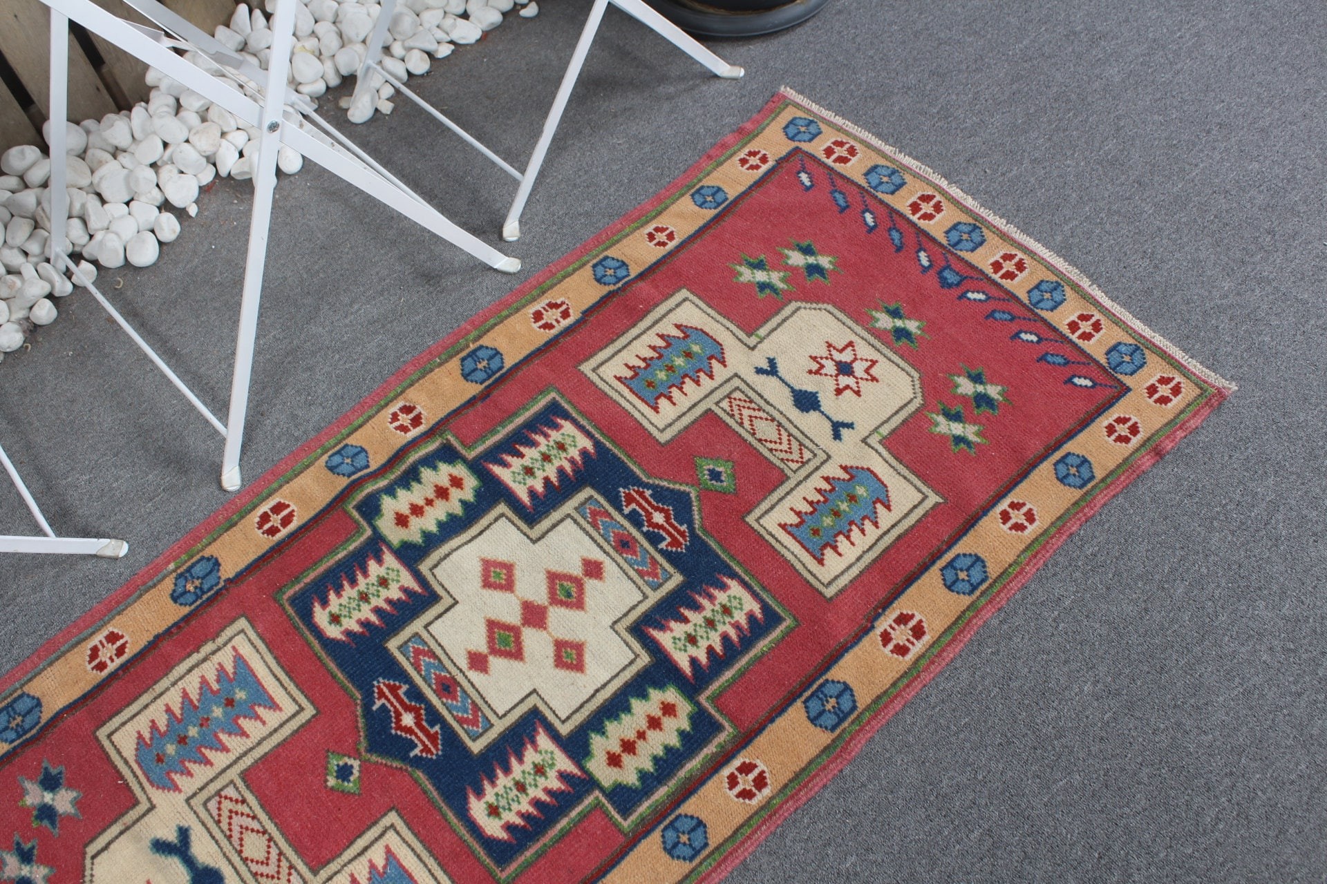 Home Decor Rugs, Red  2.3x4.8 ft Small Rug, Anatolian Rugs, Vintage Rug, Kitchen Rug, Turkish Rugs, Car Mat Rug, Ethnic Rug