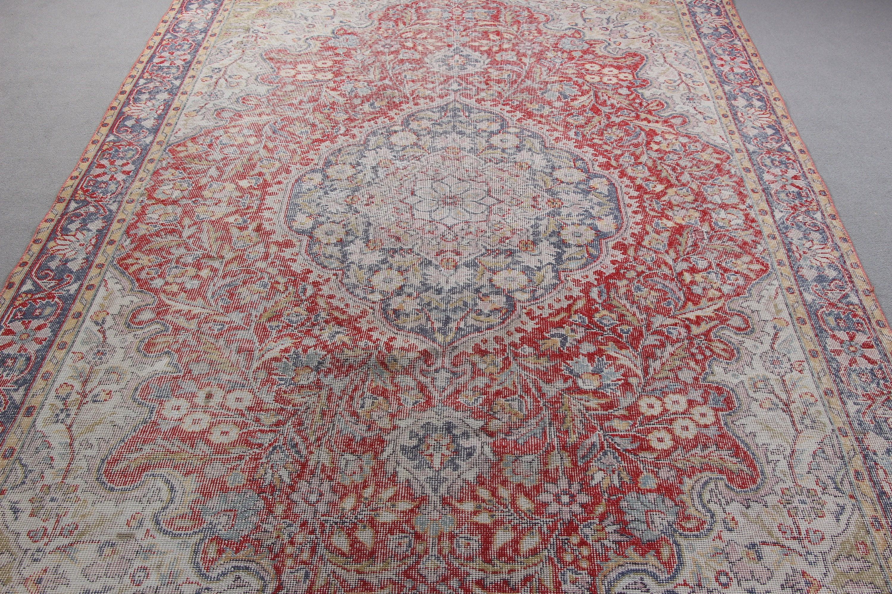 Yatak Odası Halıları, Türk Halıları, Kırmızı Yer Halısı, Etnik Halı, Büyük Boho Halıları, Vintage Halı, Salon Halısı, Açıklama Halıları, 6,5x10,1 ft Büyük Halılar