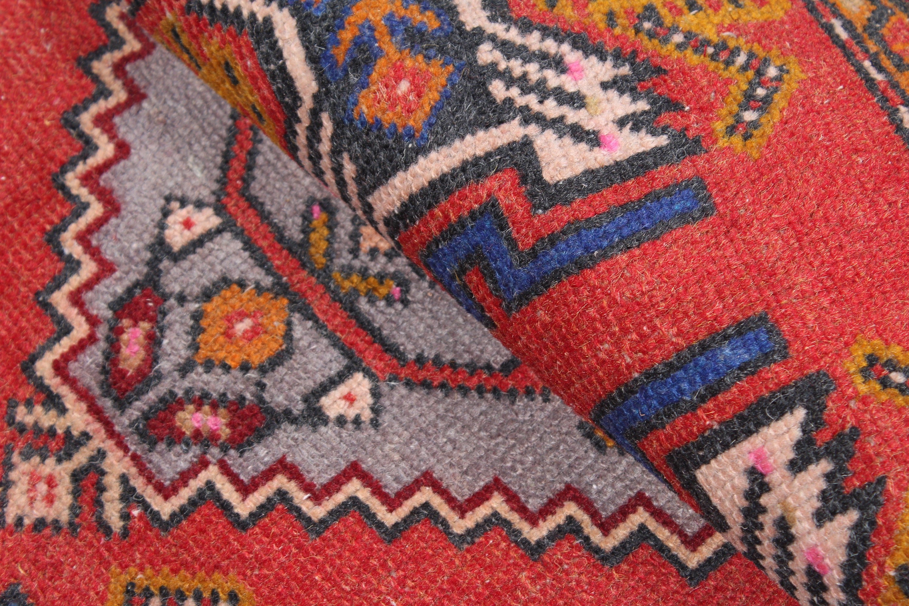 Vintage Rug, Red Handwoven Rugs, Small Area Rugs, Luxury Rugs, Tribal Rugs, Boho Rugs, 1.7x3.2 ft Small Rug, Turkish Rug, Wall Hanging Rugs