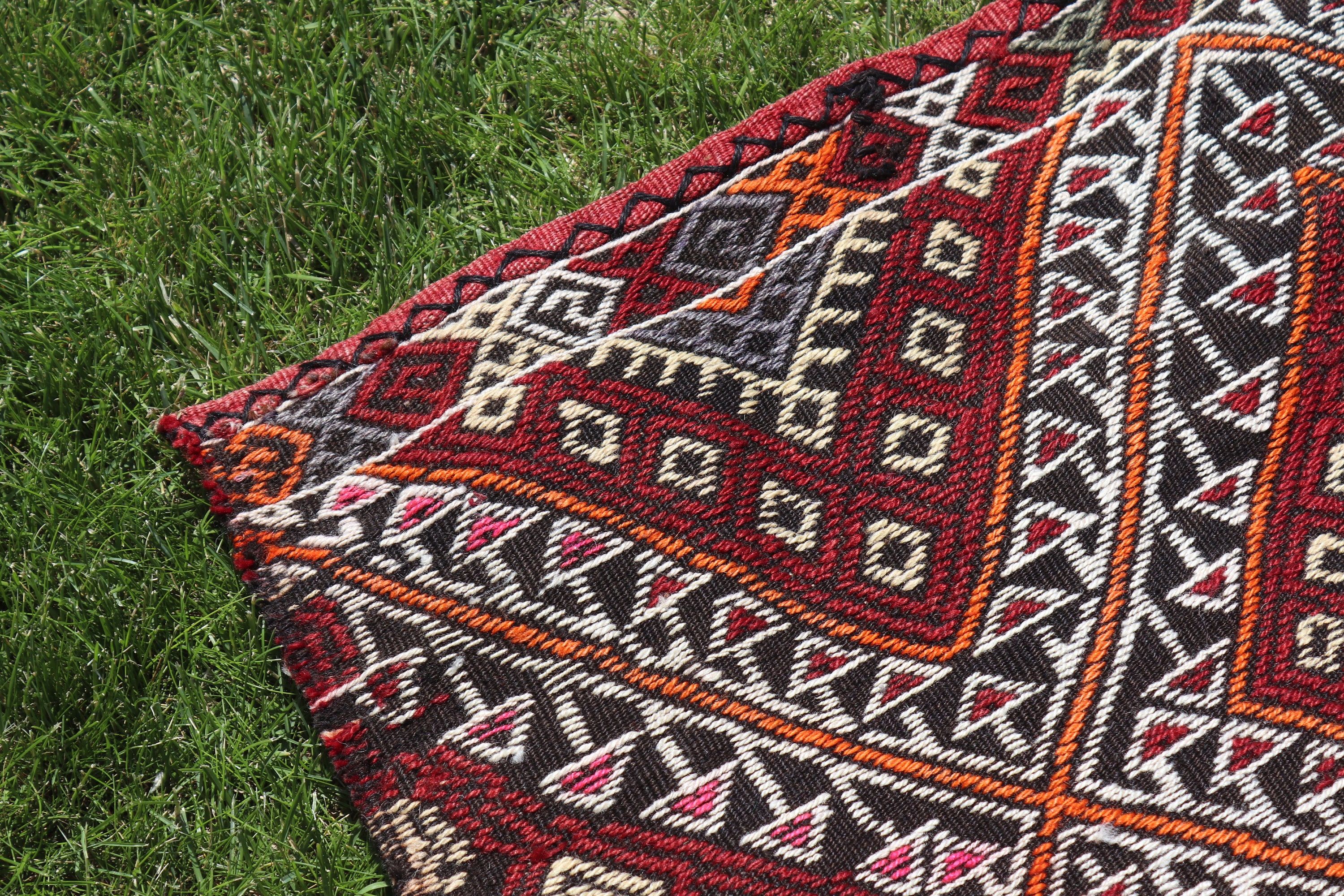 Yer Halıları, 2,9x5,2 ft Vurgulu Halı, Kırmızı Yer Halıları, Geometrik Halı, Türk Halıları, Boho Accent Halı, Vintage Halı, Kilim, Accent için Halılar