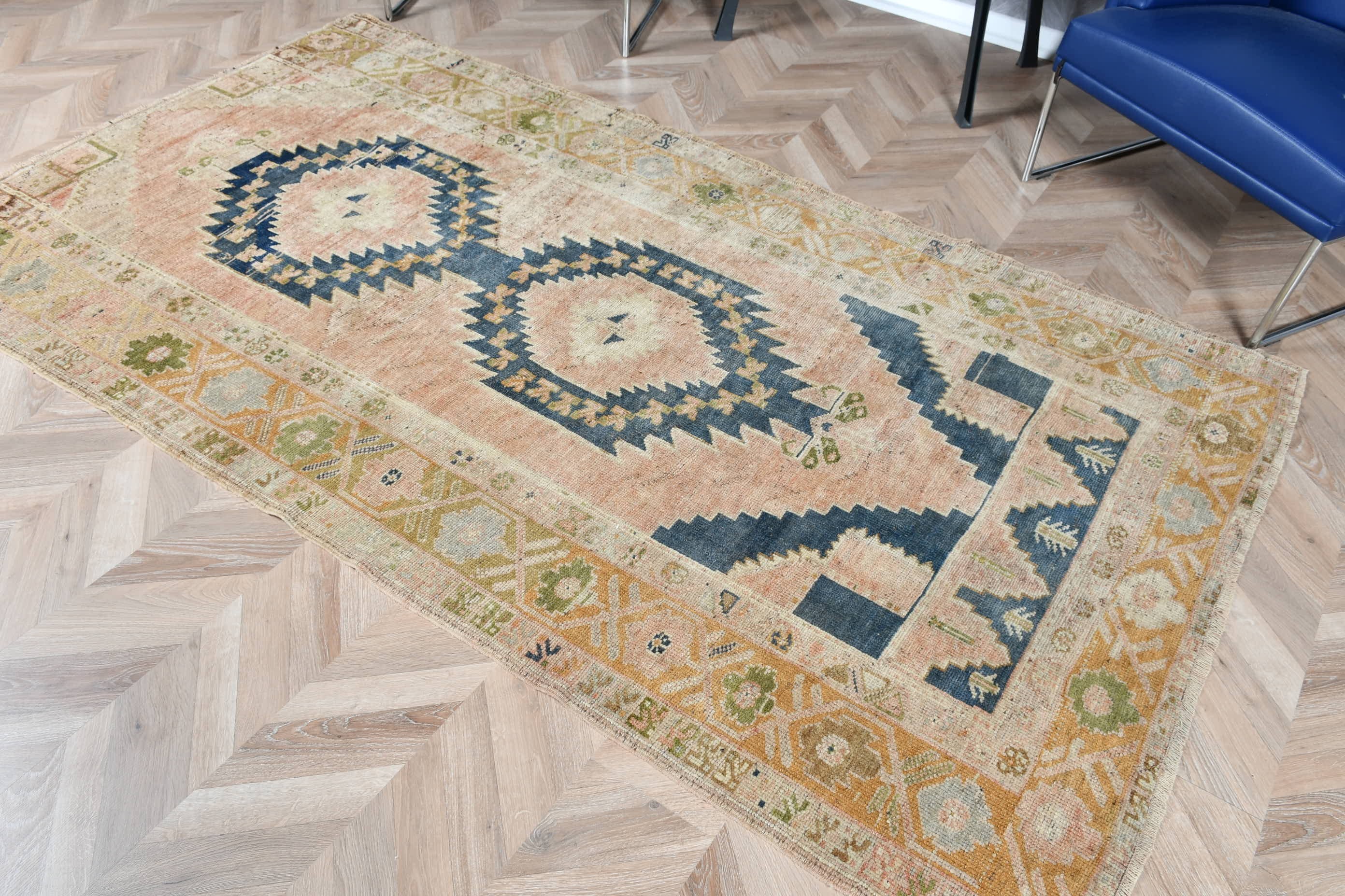 Orange Oriental Rug, Moroccan Rugs, Bedroom Rug, Turkish Rugs, Vintage Rugs, 4.6x8.2 ft Area Rug, Dining Room Rugs, Rugs for Dining Room