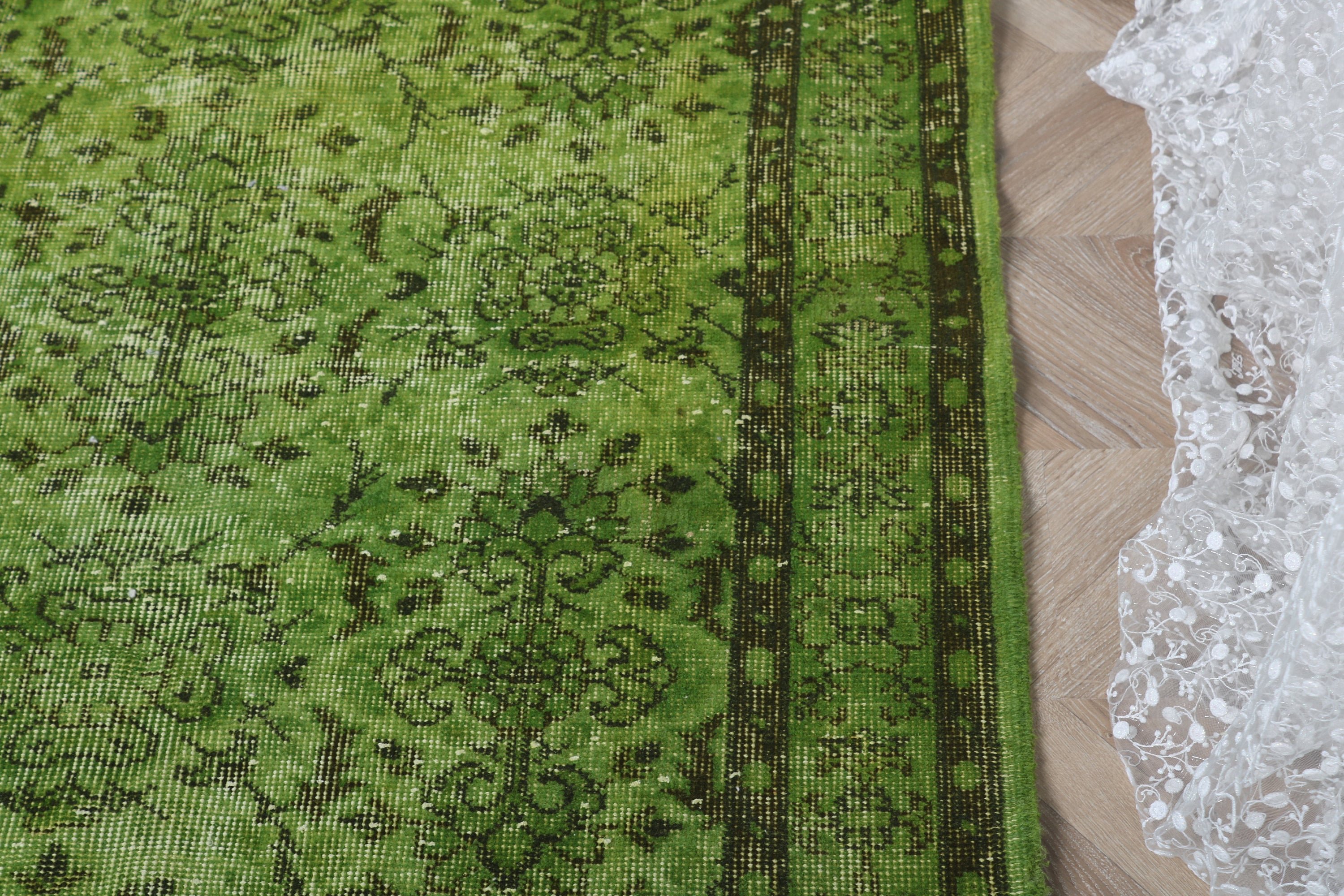 Türk Halıları, 3,7x6,2 ft Aksan Halıları, Yeşil Boho Halı, Yatak Odası Halıları, Dekoratif Halılar, Vintage Halılar, Vurgu Halıları, Açıklama Halısı