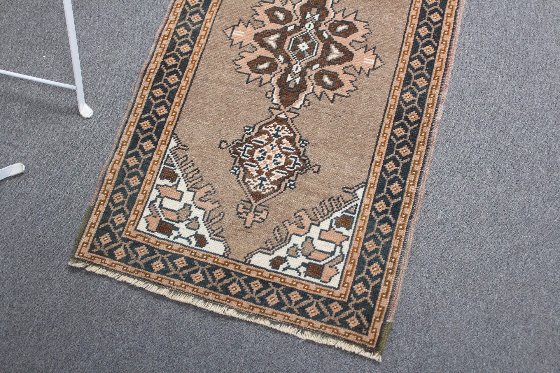 Mutfak Halısı, Vintage Halı, Yün Halılar, Duvara Asılı Halılar, 1.9x3.4 ft Küçük Halı, Türk Halısı, Organik Halı, Kahverengi Soğuk Halı