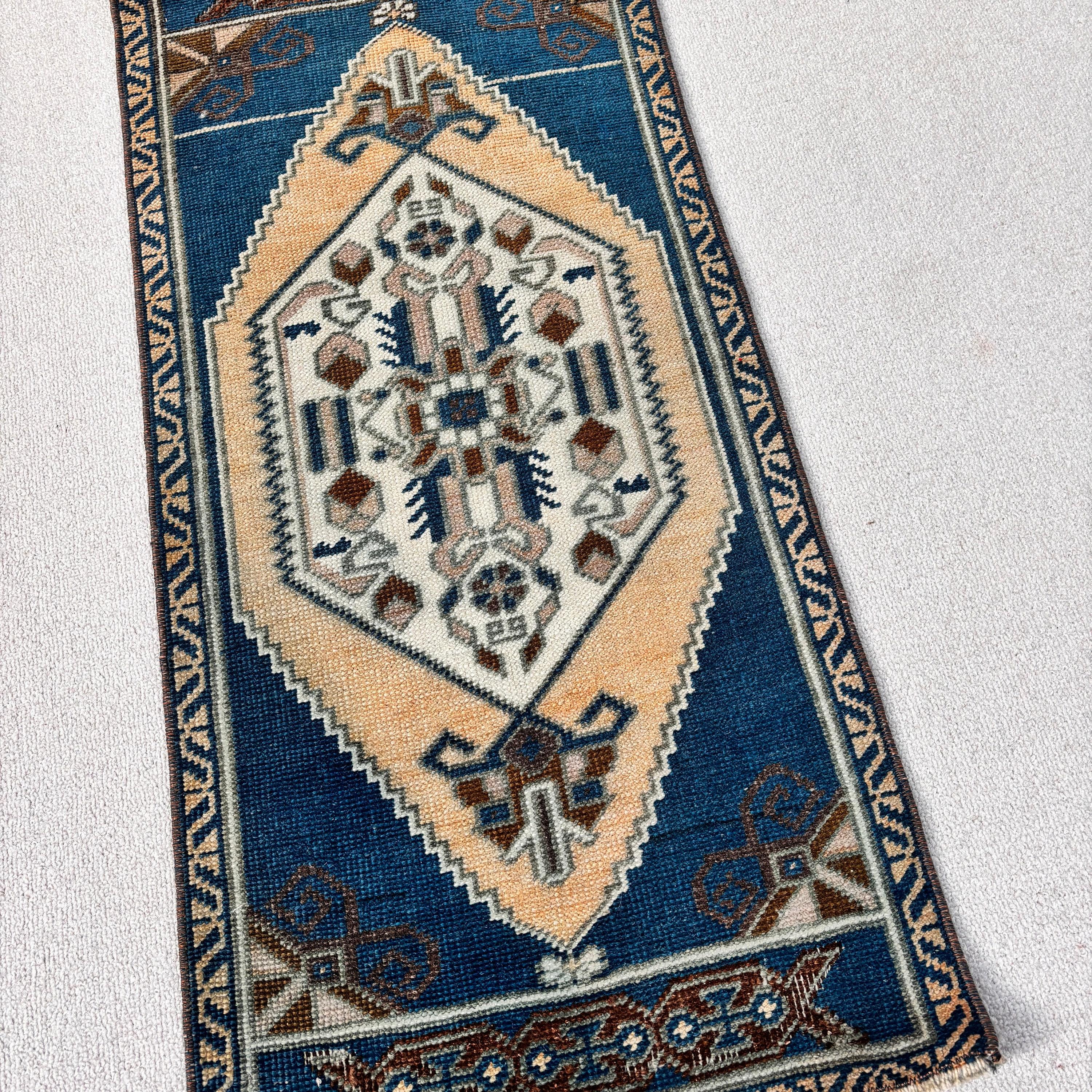 Lüks Halı, Mavi Yer Halıları, Boho Halılar, 1,5x3,2 ft Küçük Halılar, Vintage Halılar, Araba Paspas Halıları, Küçük Vintage Halı, Nötr Halılar, Türk Halıları