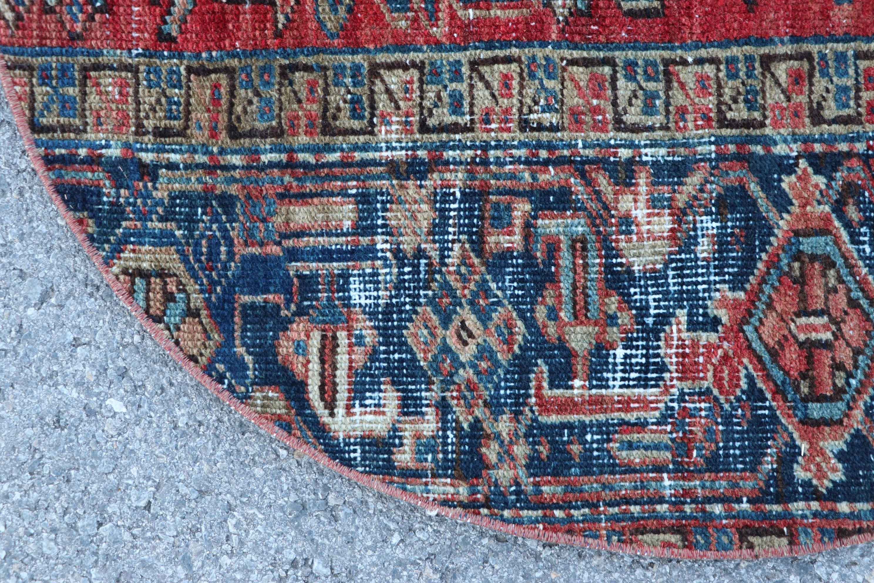 Nursery Rugs, Turkish Rug, Vintage Rug, Red Anatolian Rugs, Rugs for Entry, Wool Rug, Bathroom Rug, Bedroom Rug, 3.3x3.3 ft Small Rugs