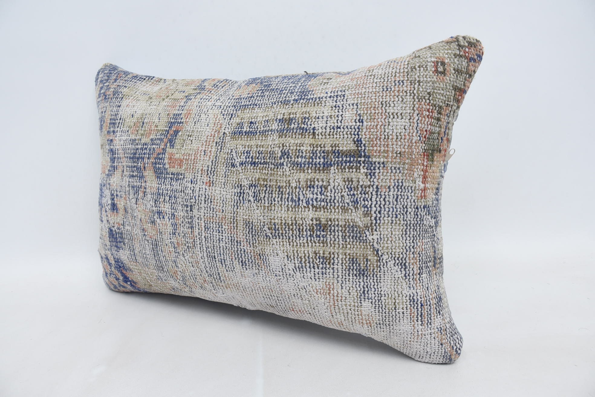 Ethnical Kilim Rug Pillow, Vintage Kilim Pillow, 16"x24" Blue Cushion Cover, Pet Pillow Cover, Gift Pillow, Kilim Rug Cushion Cover