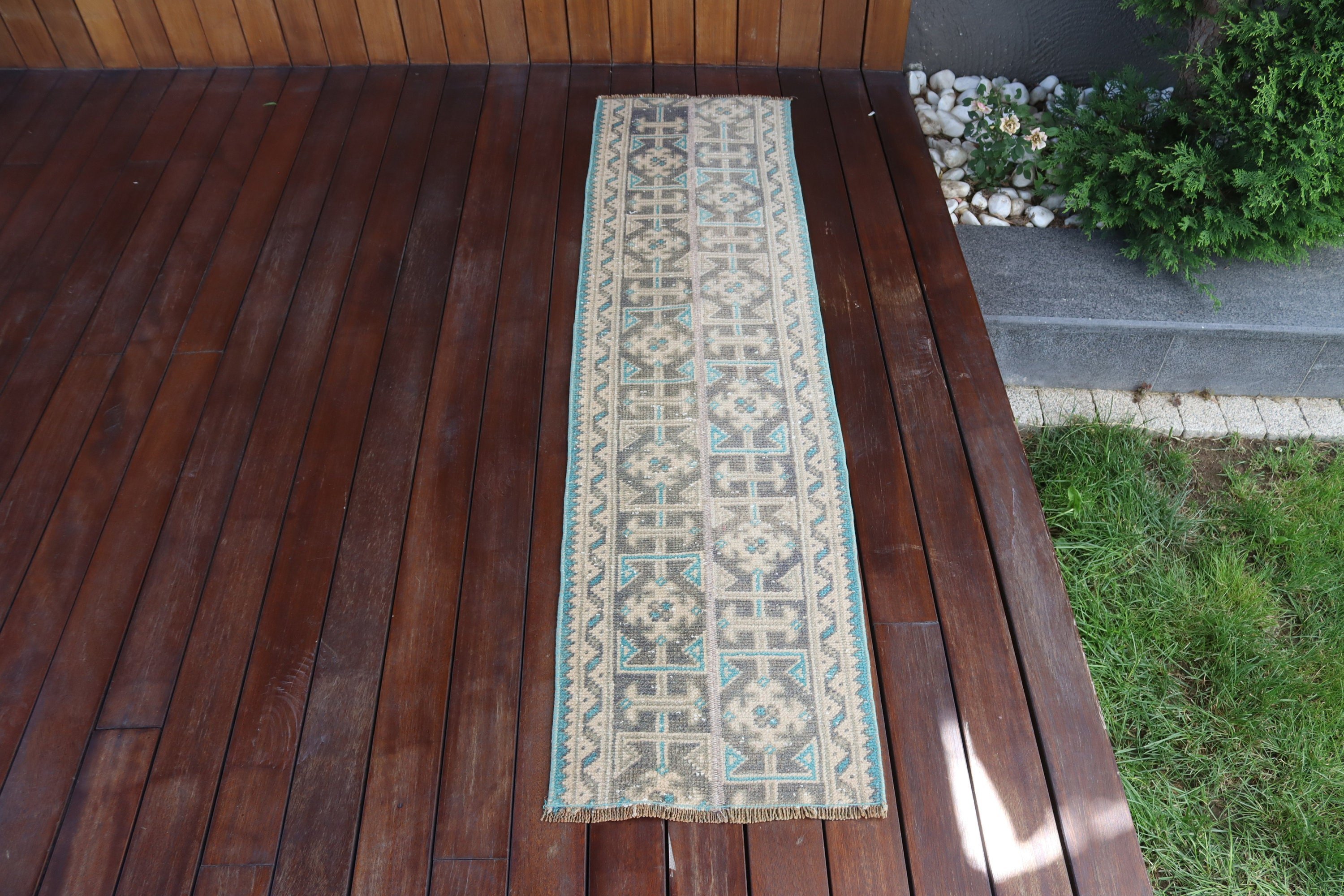 Blue Luxury Rugs, Kitchen Rug, Turkish Rug, Corridor Rug, Boho Rugs, Vintage Rugs, 1.3x5.2 ft Runner Rug, Beni Ourain Runner Rug, Aztec Rug