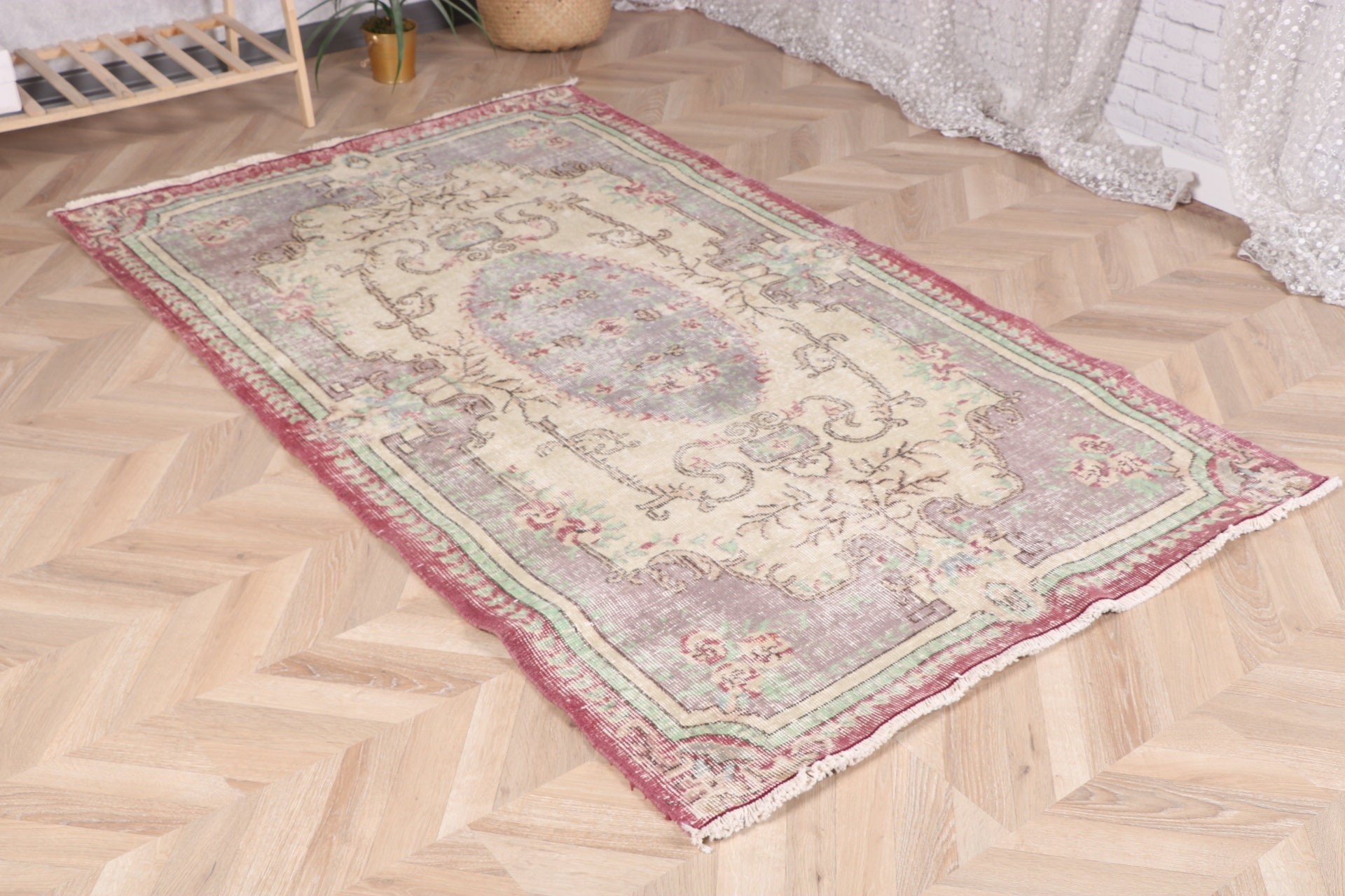 Vintage Halılar, Alan Halıları, Türk Halısı, Oturma Odası Halısı, 3,8x6,6 ft Alan Halısı, İç Mekan Halıları, Boho Halıları, Antika Halılar, Kırmızı Nötr Halı