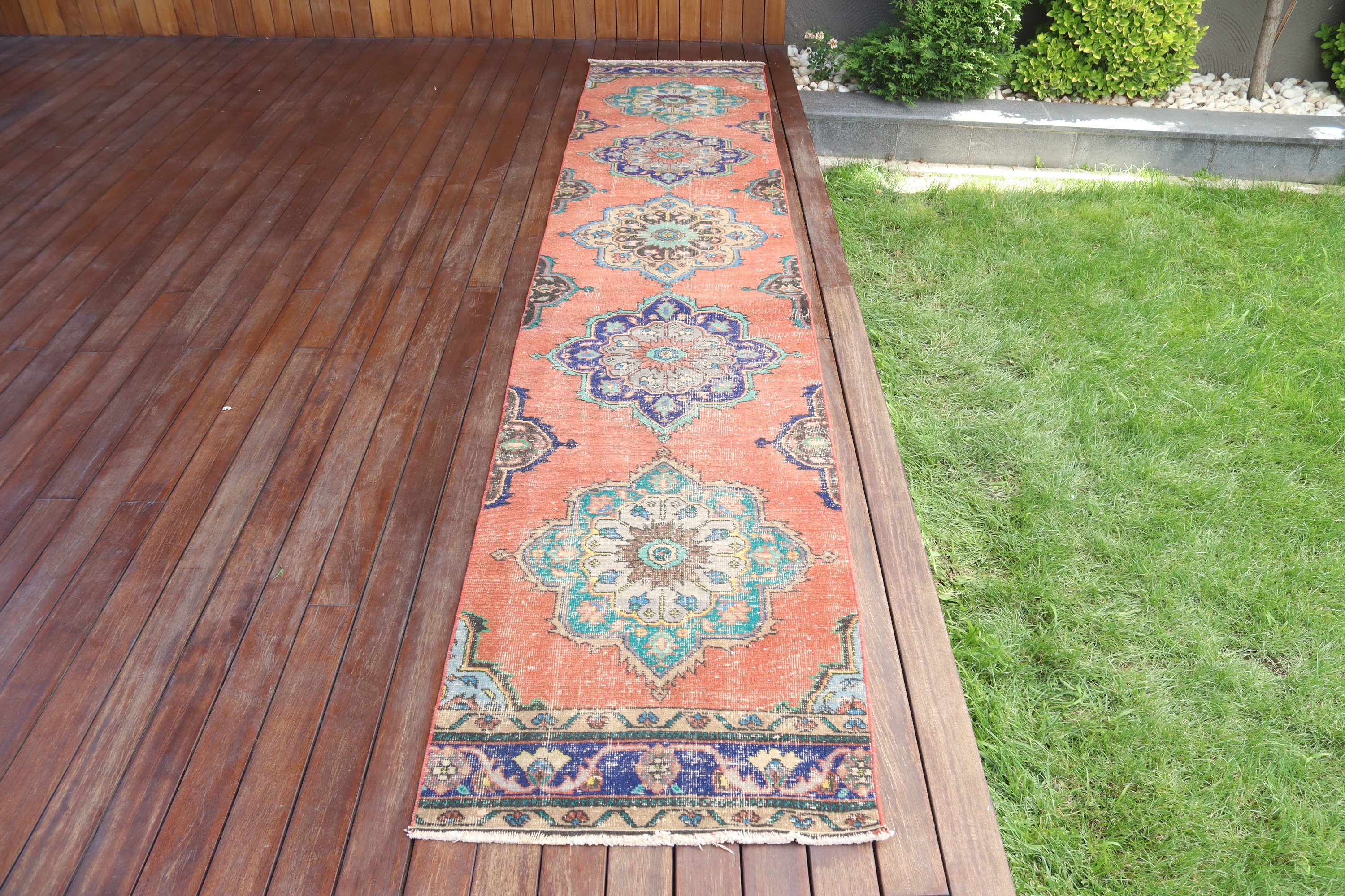 Vintage Halı, Fas Halısı, Türk Halısı, El Dokuma Halısı, Uzun Yolluk Halıları, Kırmızı Oryantal Halı, 2.2x12.3 ft Yolluk Halısı, Yer Halıları, Koridor Halıları