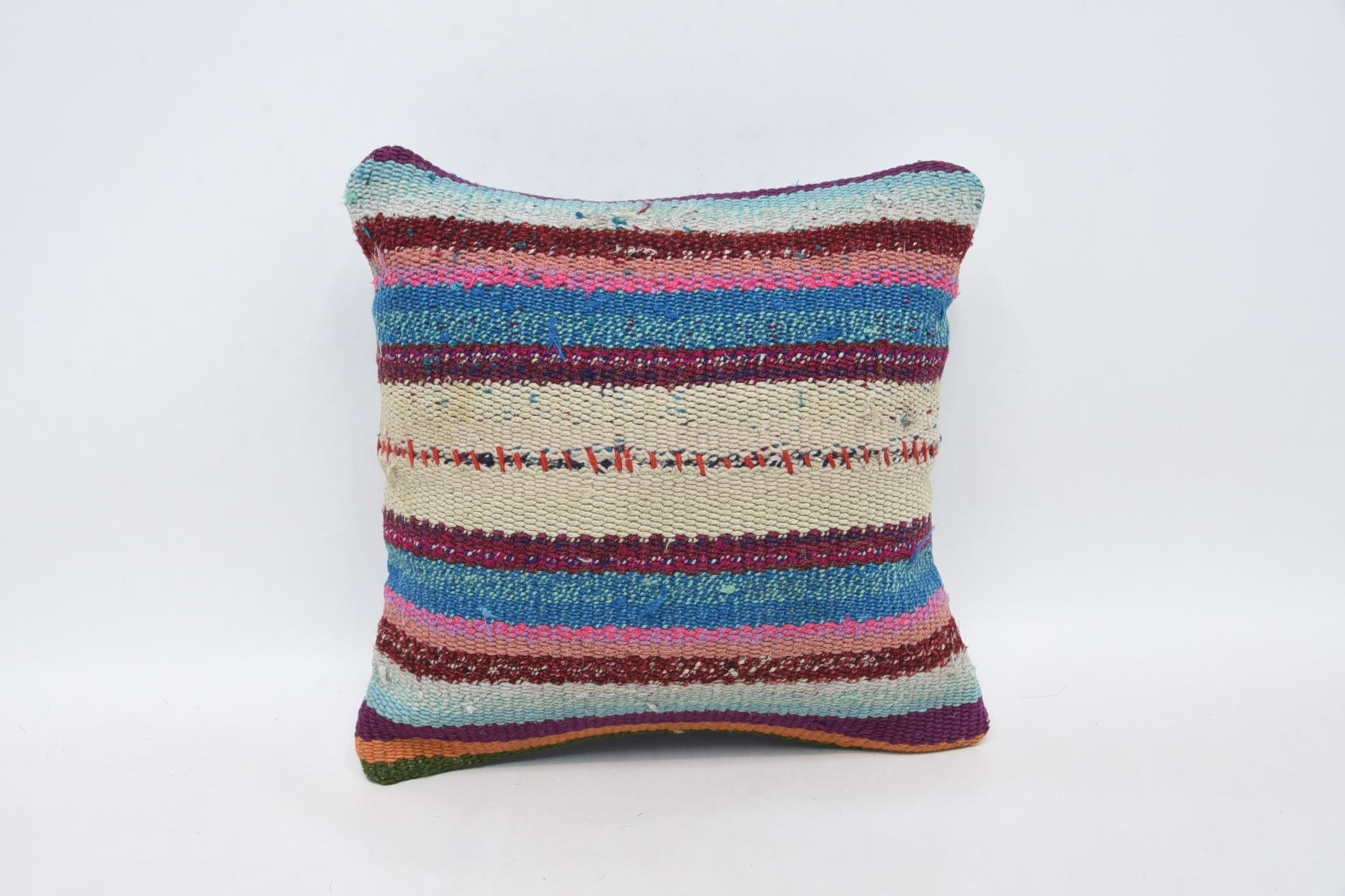 Pillow for Couch, Vintage Kilim Pillow, Antique Pillows, Customized Pillow, 12"x12" Blue Cushion Case, One Of A Kind Cushion Cover