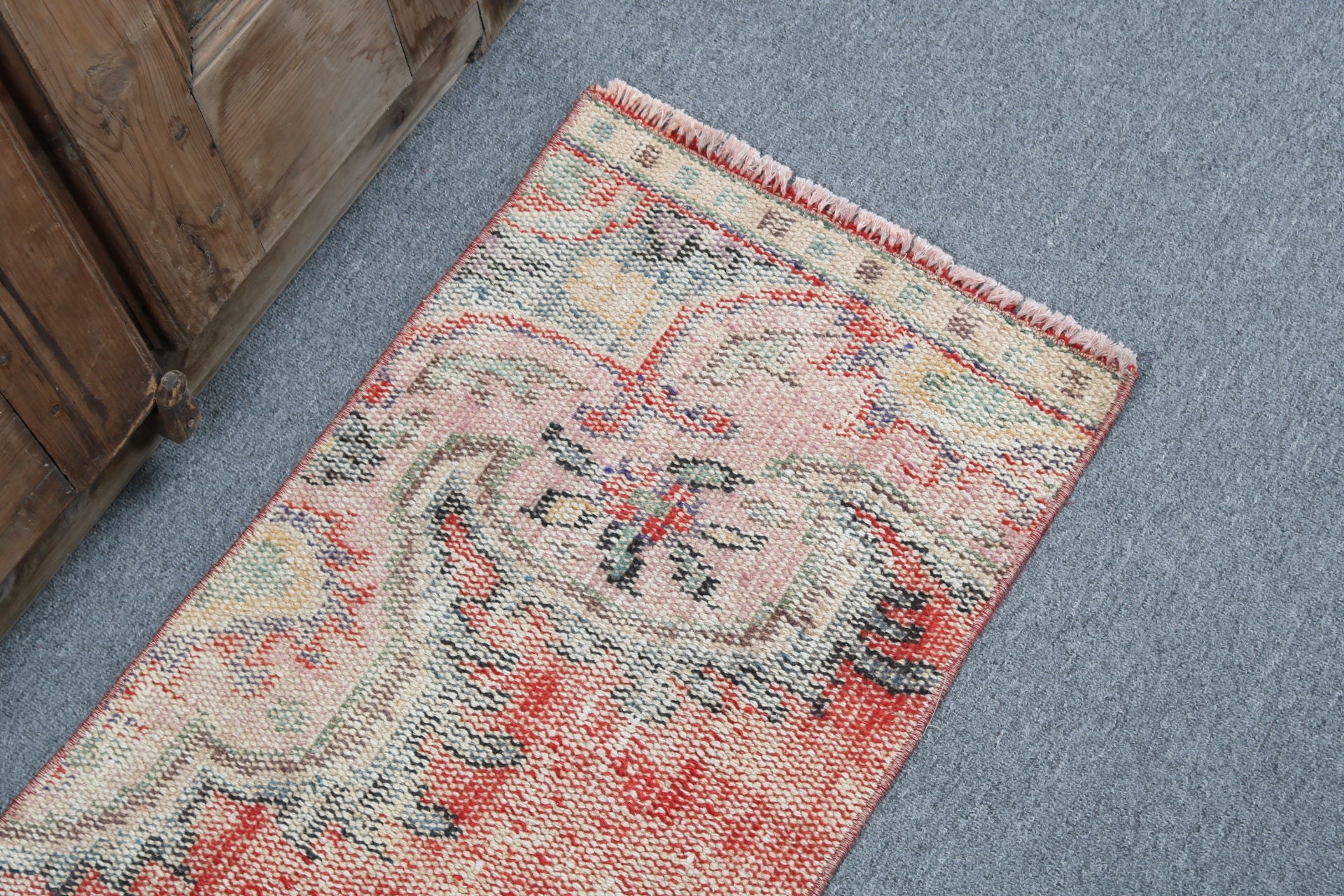 Vintage Rugs, Wall Hanging Rug, Exotic Rugs, Home Decor Rug, 1.4x2.8 ft Small Rugs, Red Floor Rugs, Bedroom Rugs, Turkish Rug, Wool Rug