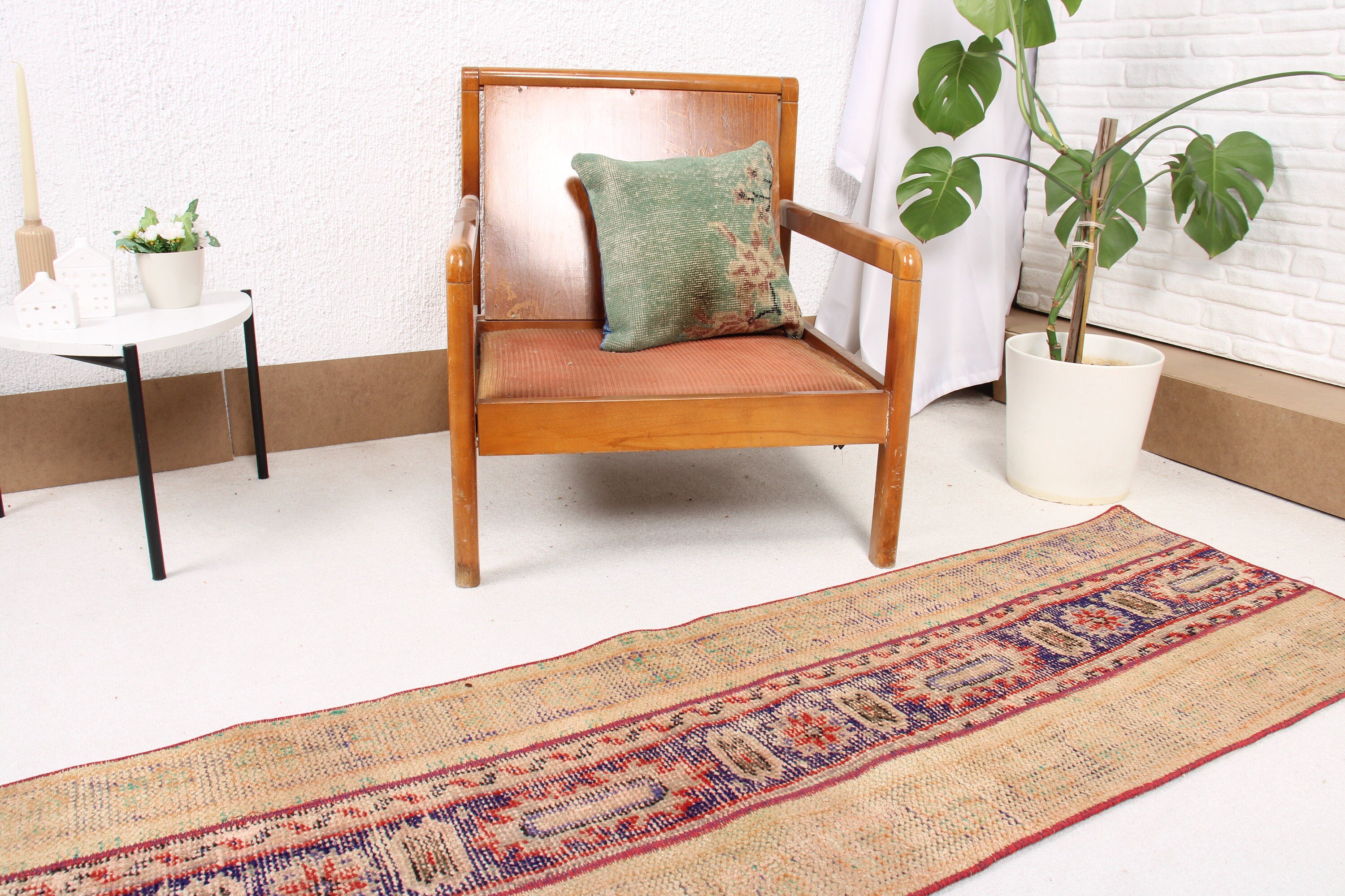 Koridor Halısı, Koridor Halıları, Vintage Halı, Oushak Halıları, Türk Halısı, Yer Halısı, Mutfak Halısı, 1.9x6.2 ft Runner Halısı, Turuncu Yatak Odası Halısı