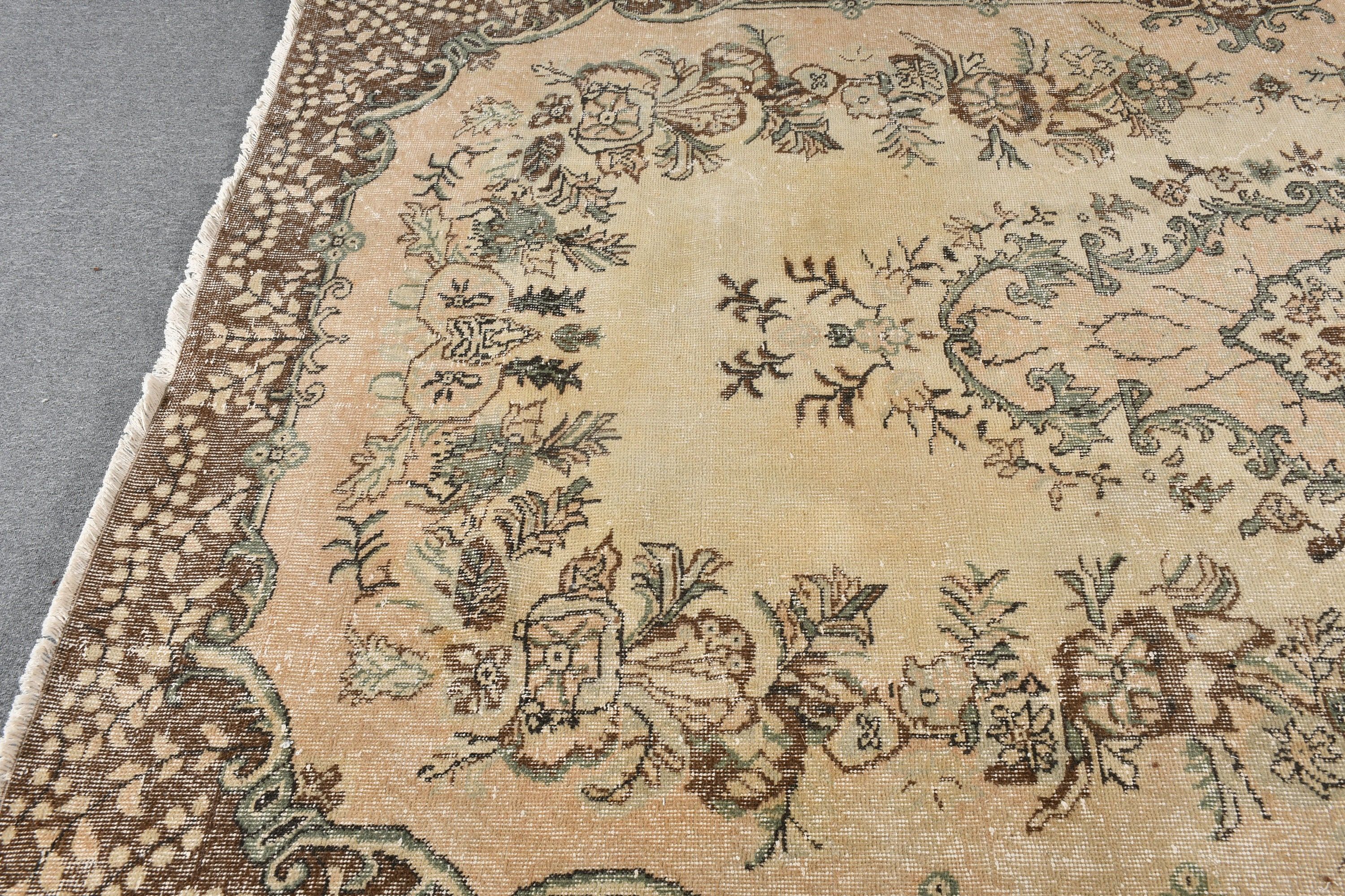 6x9.9 ft Büyük Halılar, Vintage Halı, Yemek Odası Halıları, Bej Yün Halı, Sevimli Halı, Yatak Odası Halıları, Oryantal Halı, Türk Halısı, Mutfak Halıları