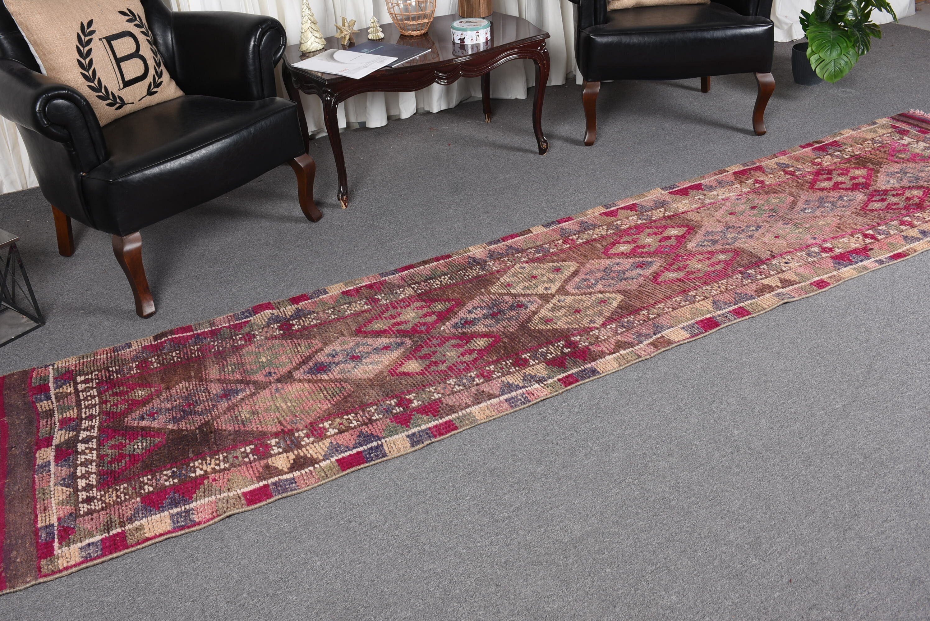 Purple Bedroom Rugs, Rugs for Kitchen, Stair Rug, Cool Rugs, 2.6x11.7 ft Runner Rugs, Antique Rug, Vintage Rugs, Turkish Rug, Corridor Rug