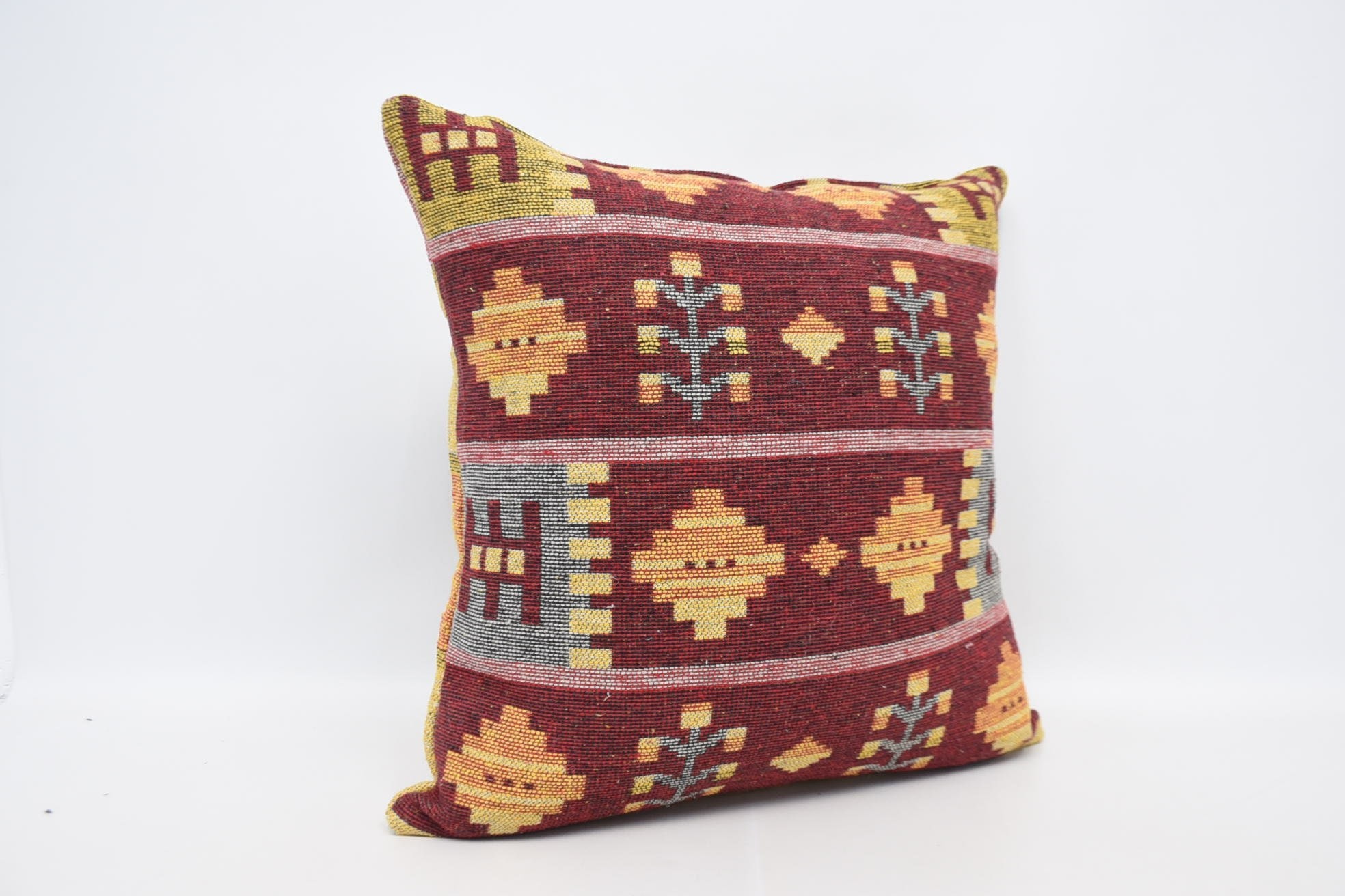 Boho Pillow, Pillow for Sofa, Outdoor Throw Pillow Cover, 28"x28" Red Pillow Sham, Handmade Kilim Cushion, Wholesale Cushion Case