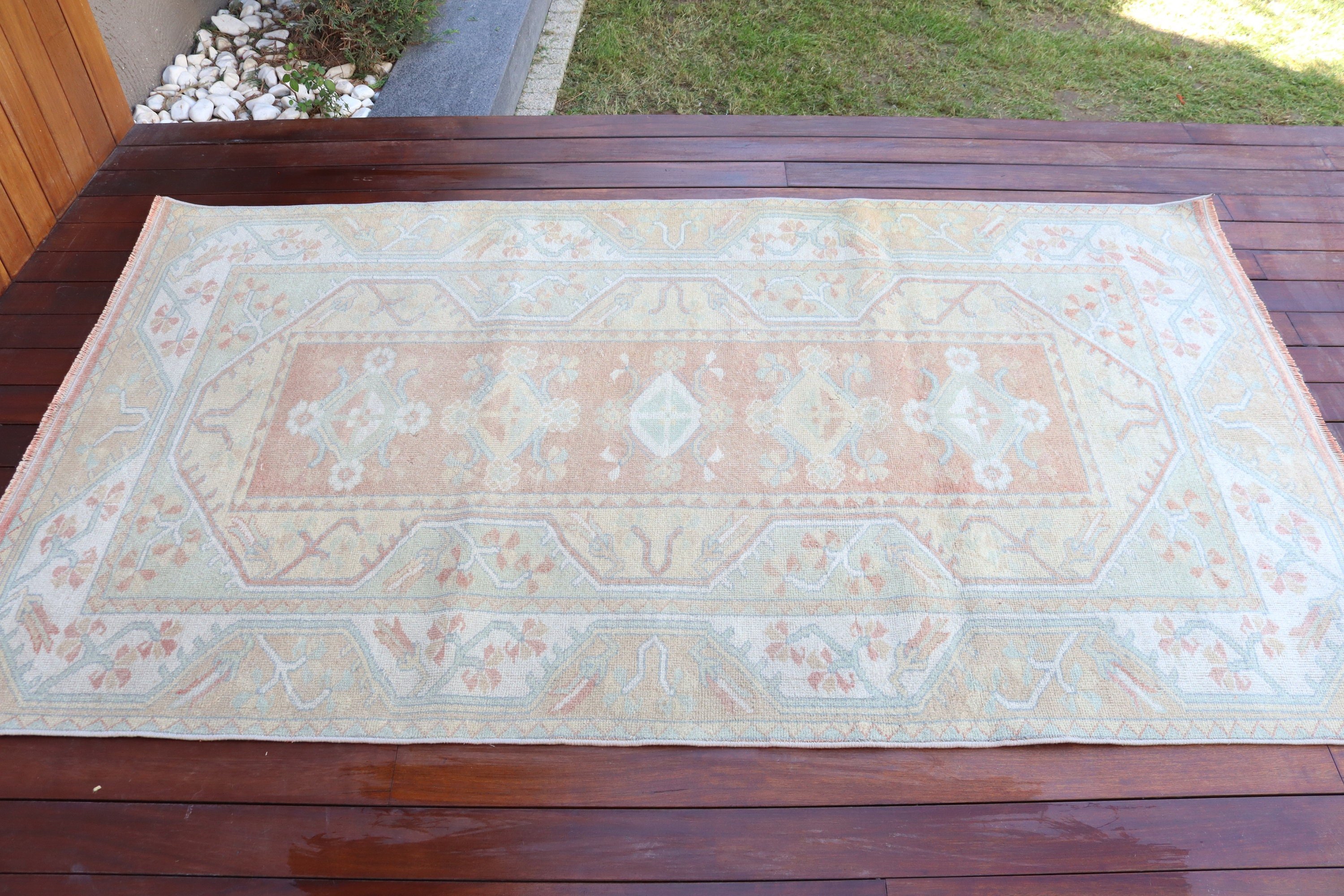 Beige Modern Rug, Kitchen Rug, 3.9x7.2 ft Area Rug, Office Rugs, Vintage Rugs, Bedroom Rug, Vintage Area Rugs, Turkish Rug, Floor Rug